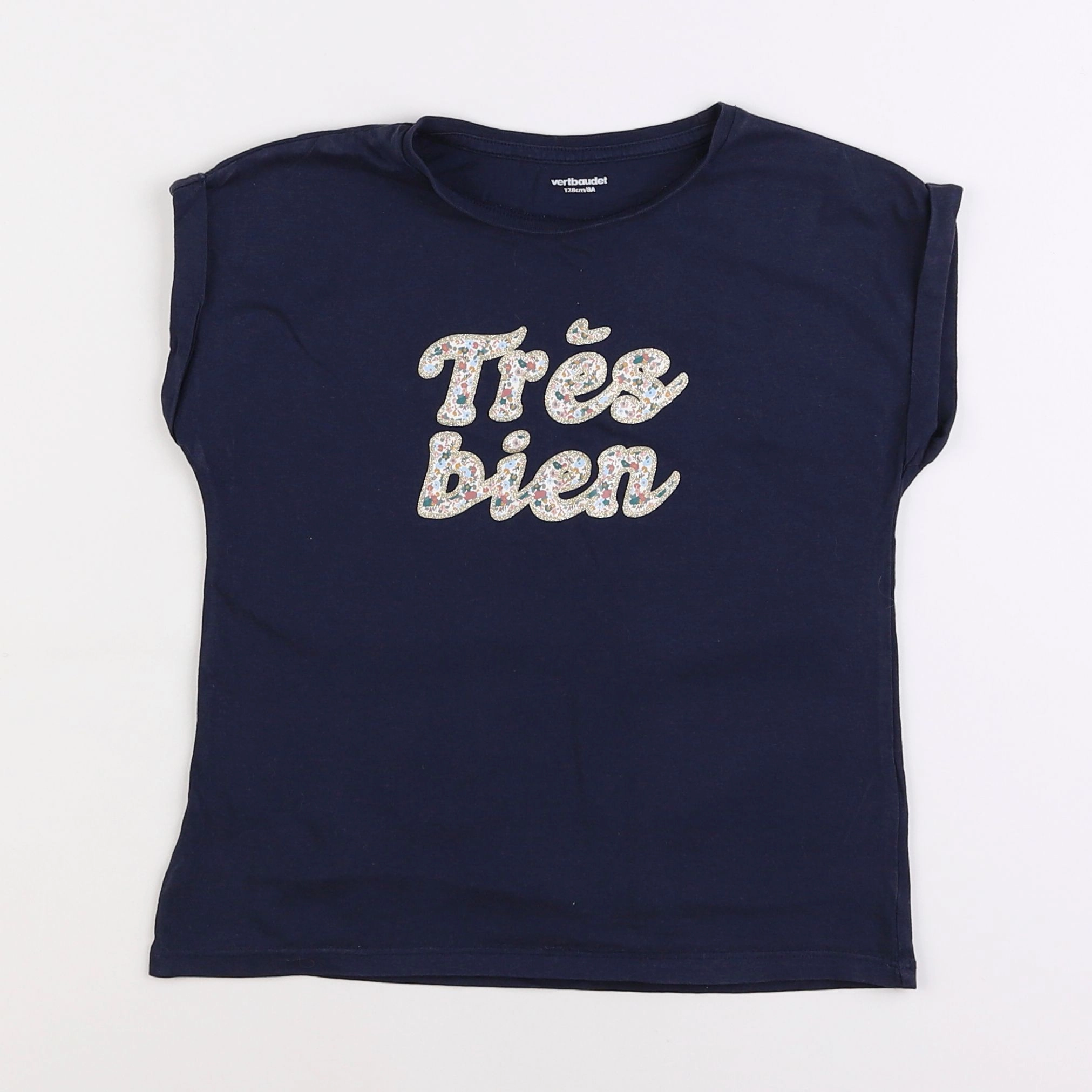 Vertbaudet - tee-shirt bleu - 8 ans