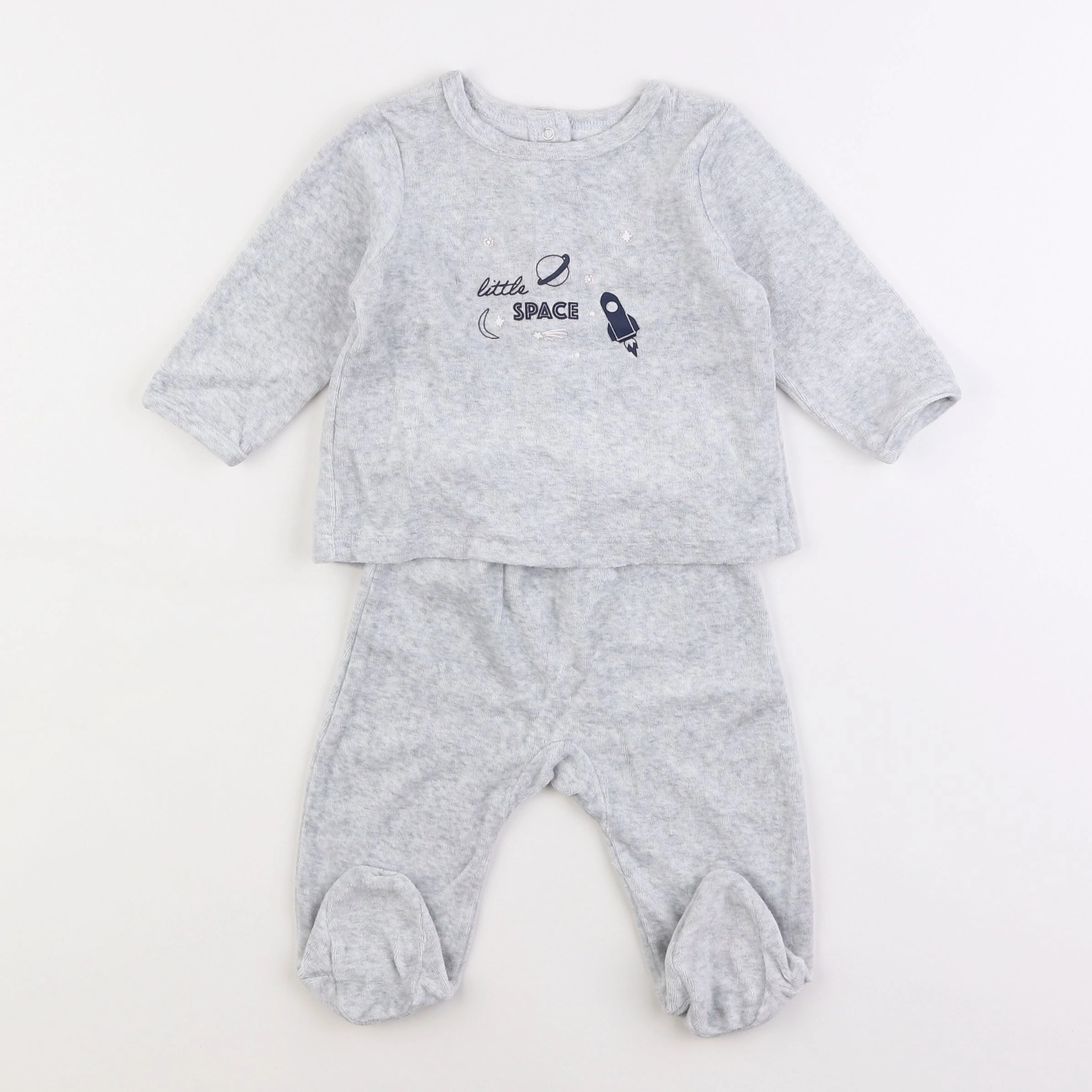 Vertbaudet - pyjama velours gris - 6 mois