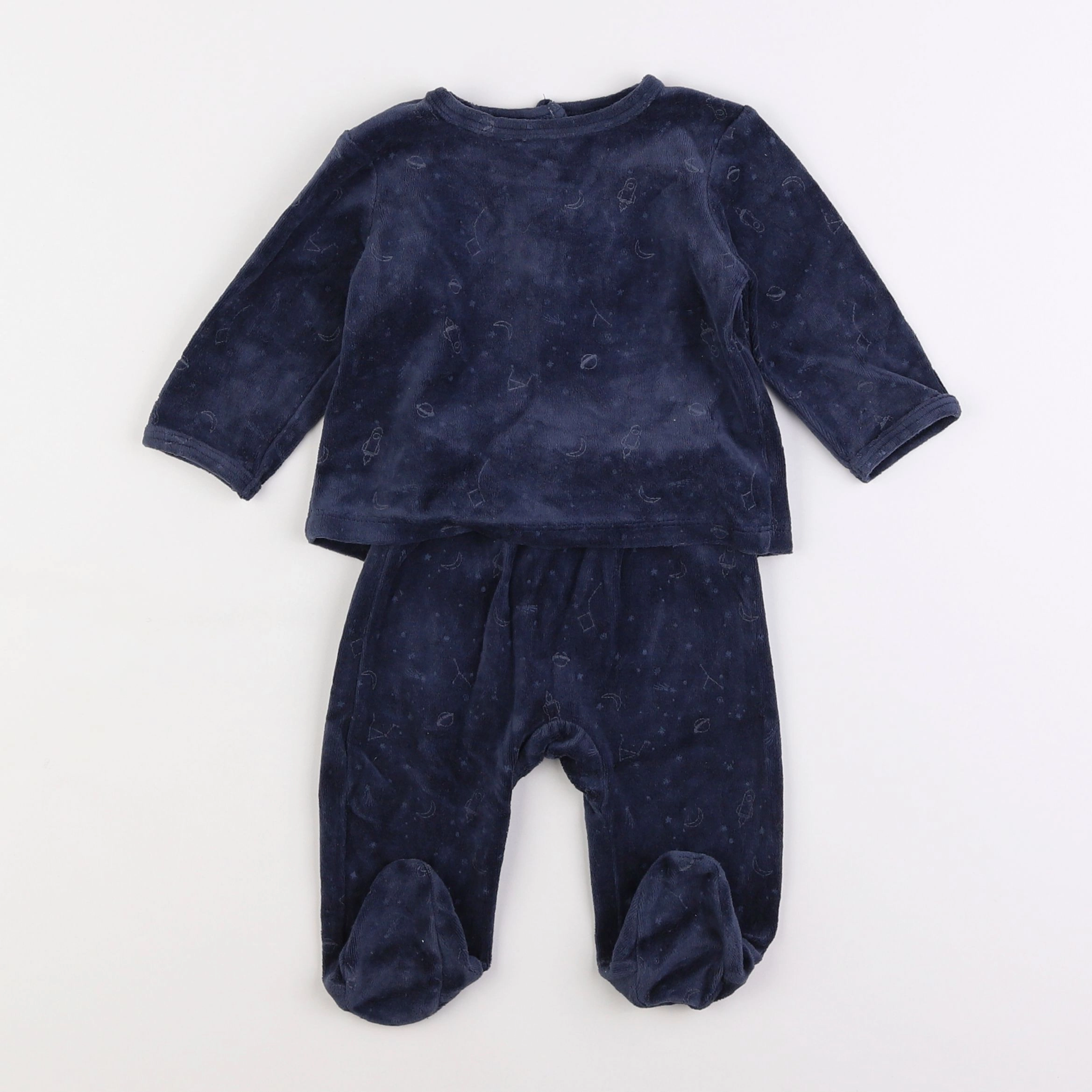 Vertbaudet - pyjama velours bleu - 6 mois