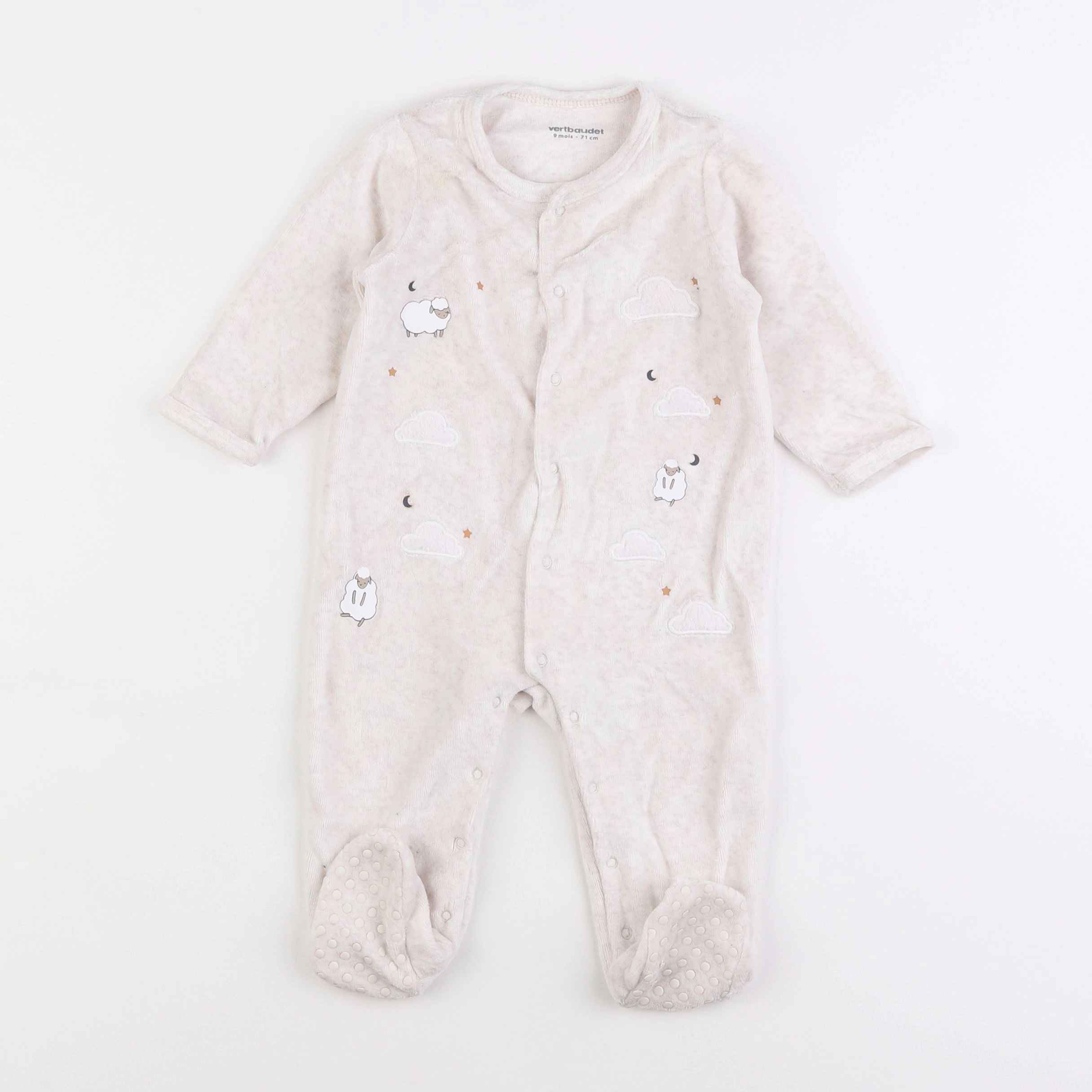 Vertbaudet - pyjama velours beige - 9 mois