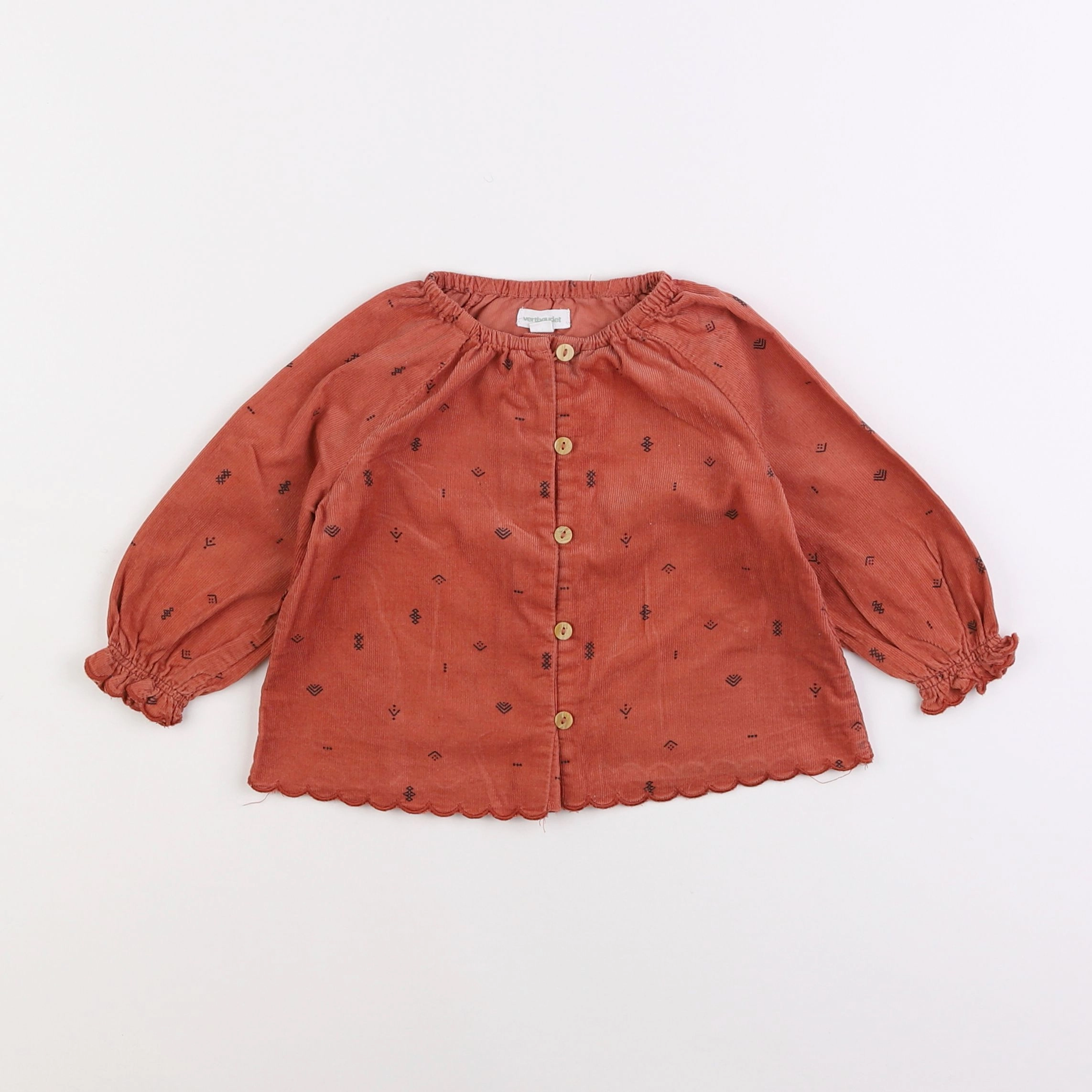 Vertbaudet - blouse velours rouge - 12 mois