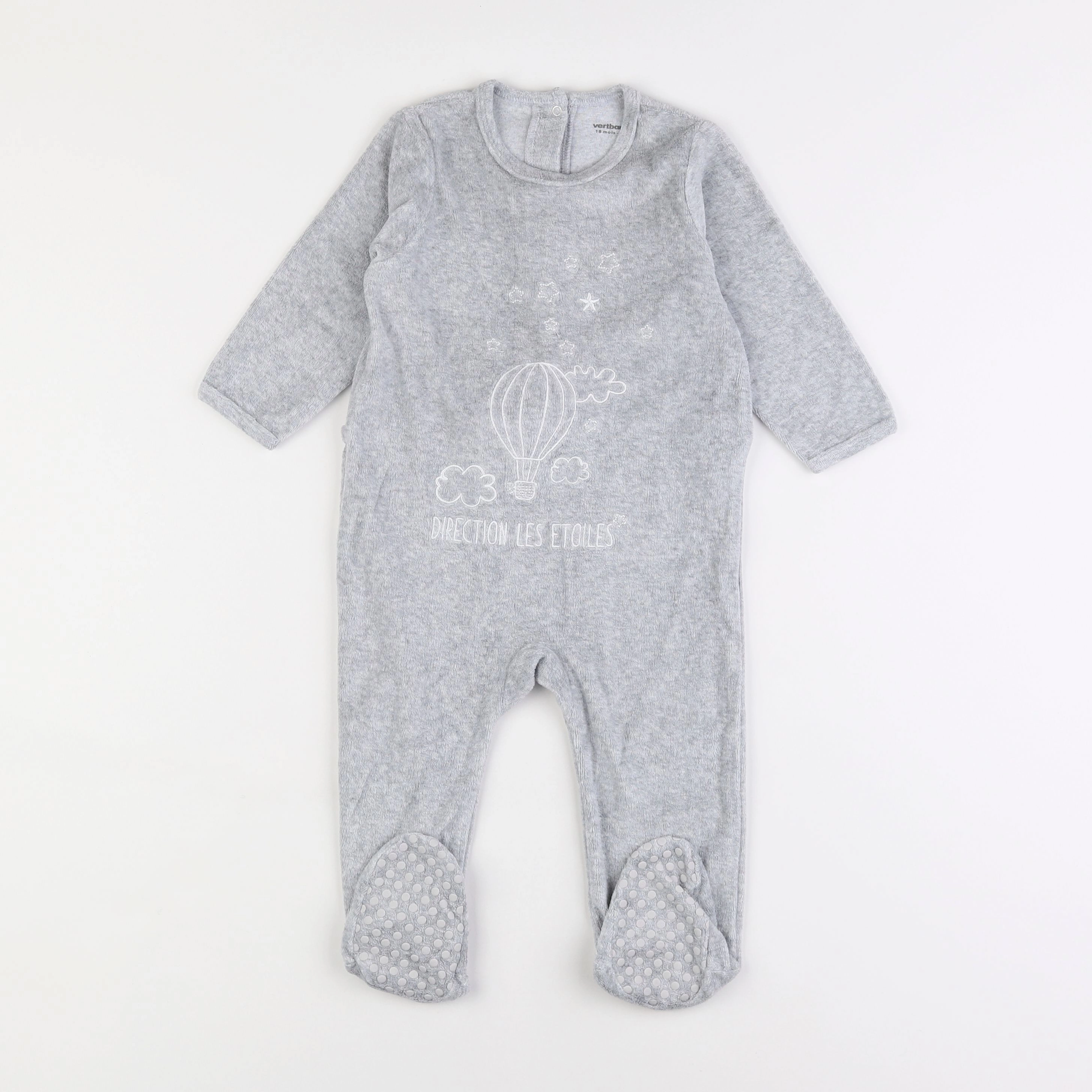 Vertbaudet - pyjama velours gris - 18 mois