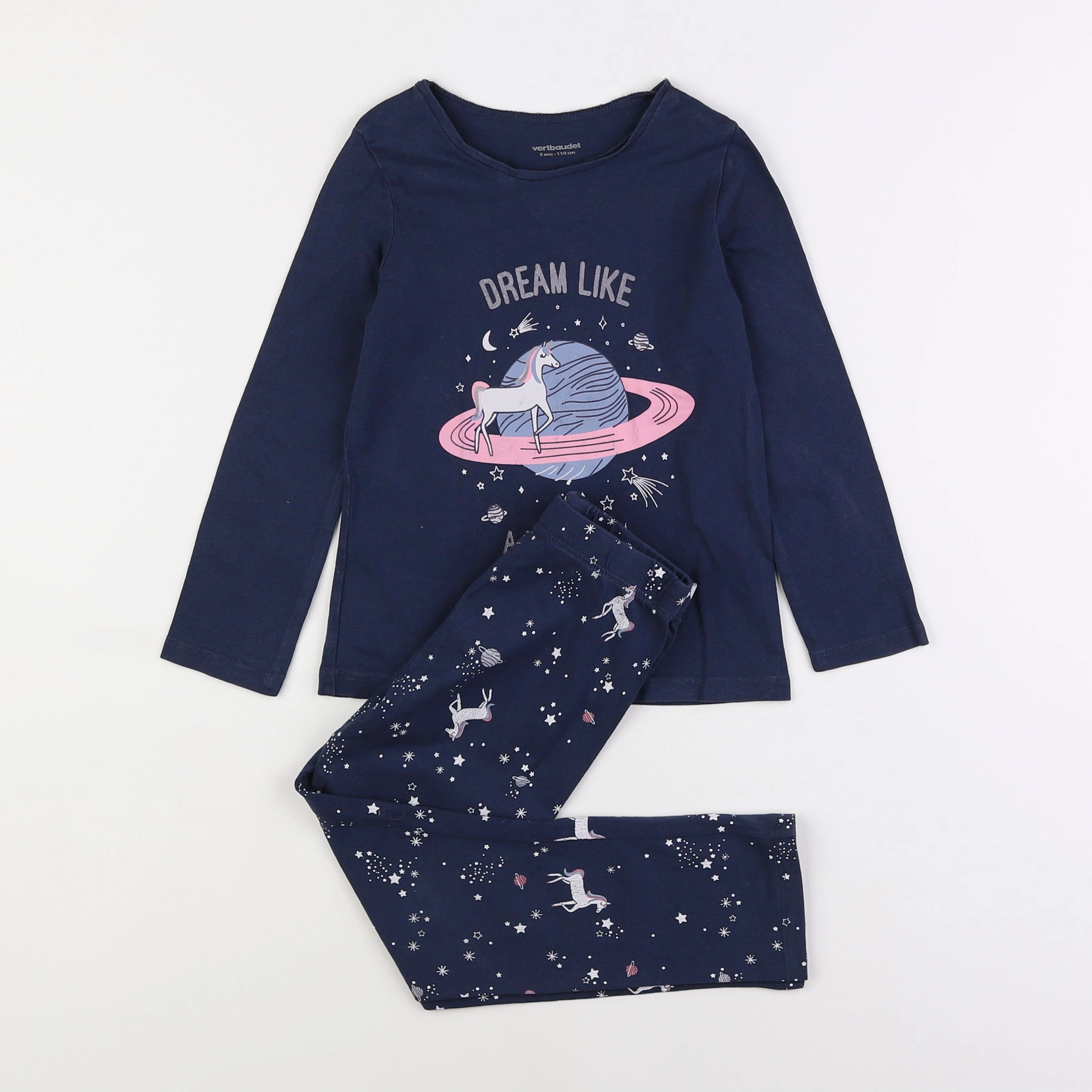 Vertbaudet - pyjama coton bleu - 5 ans