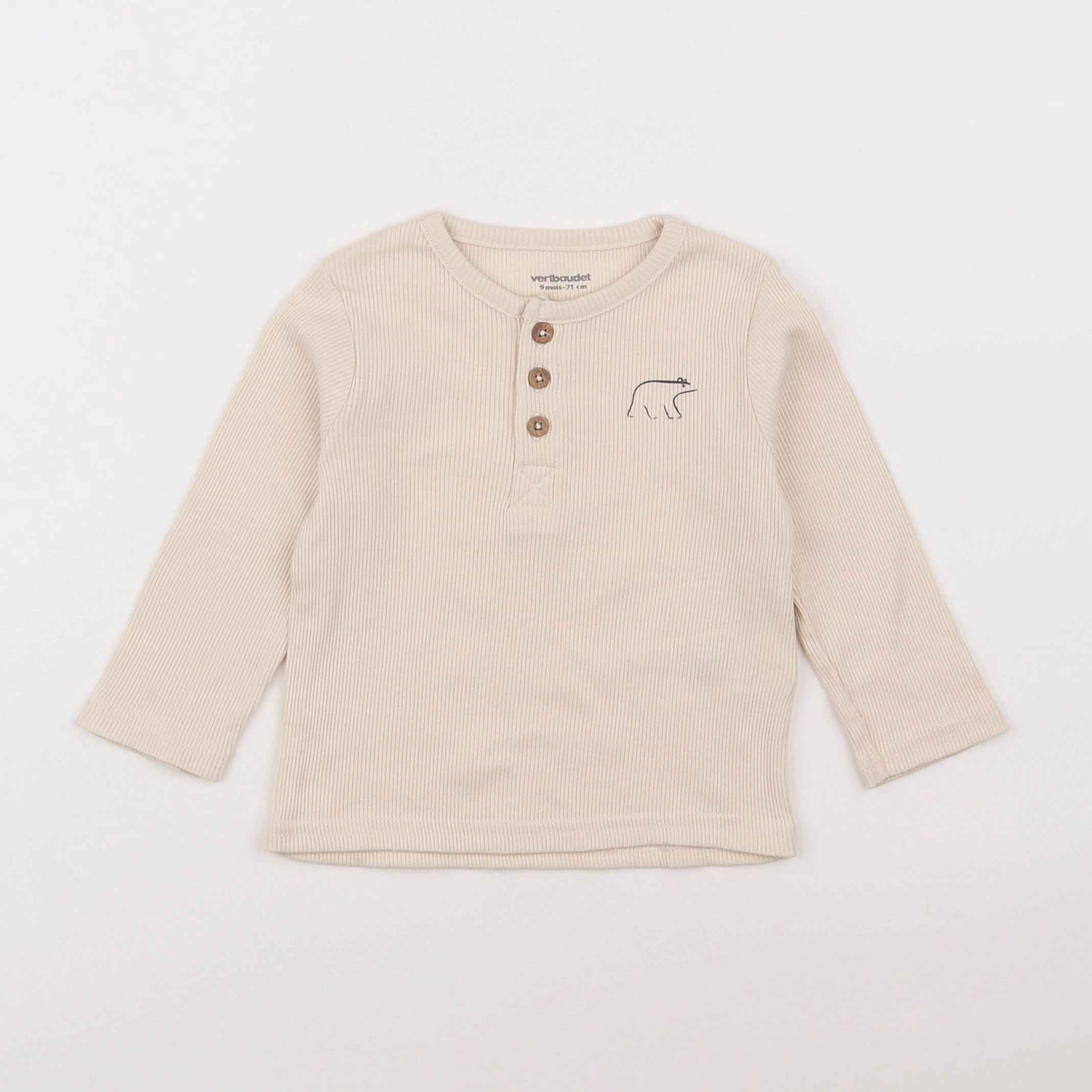 Vertbaudet - tee-shirt beige - 9 mois