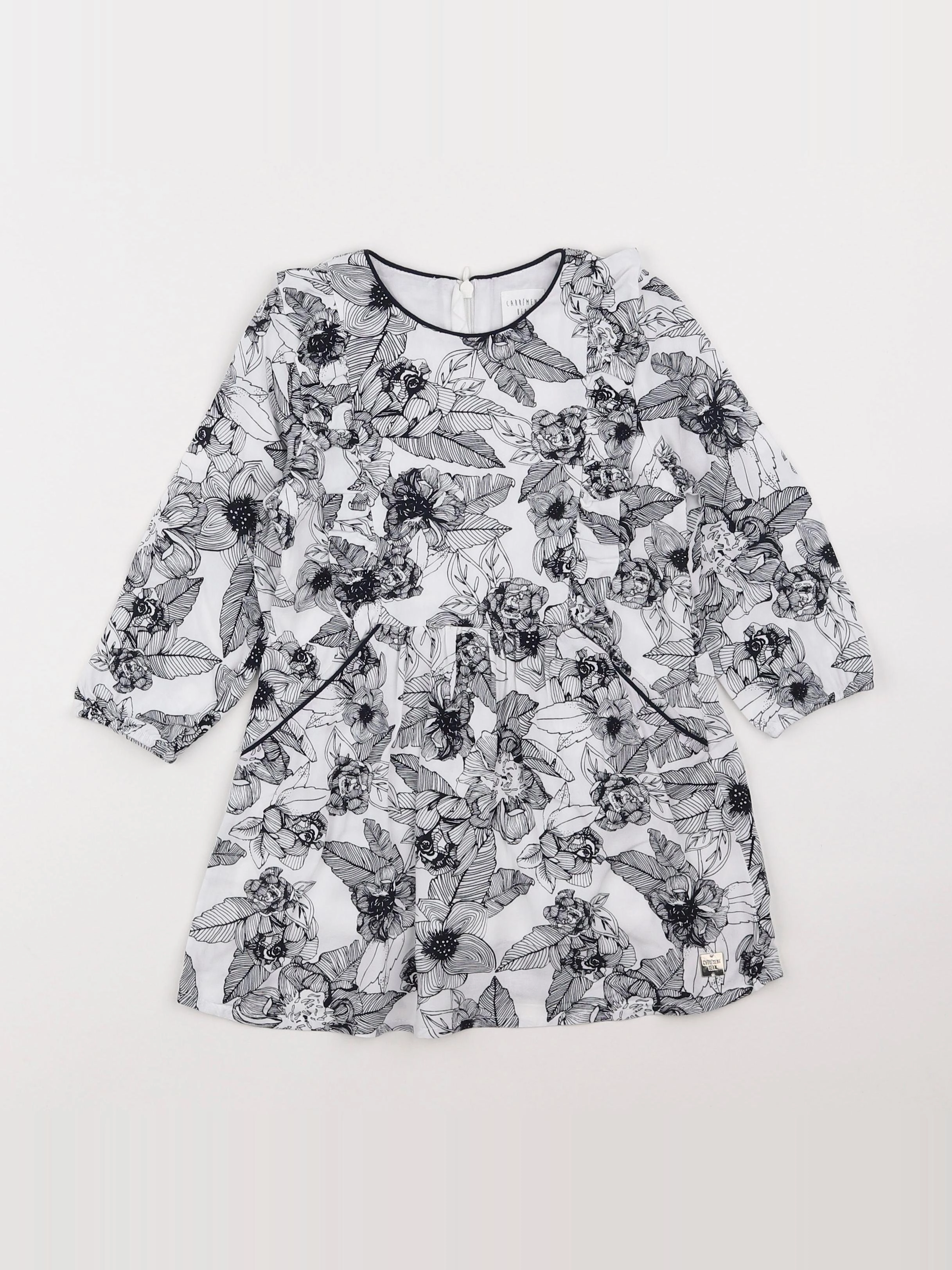 Carrément Beau - robe blanc, noir - 2 ans