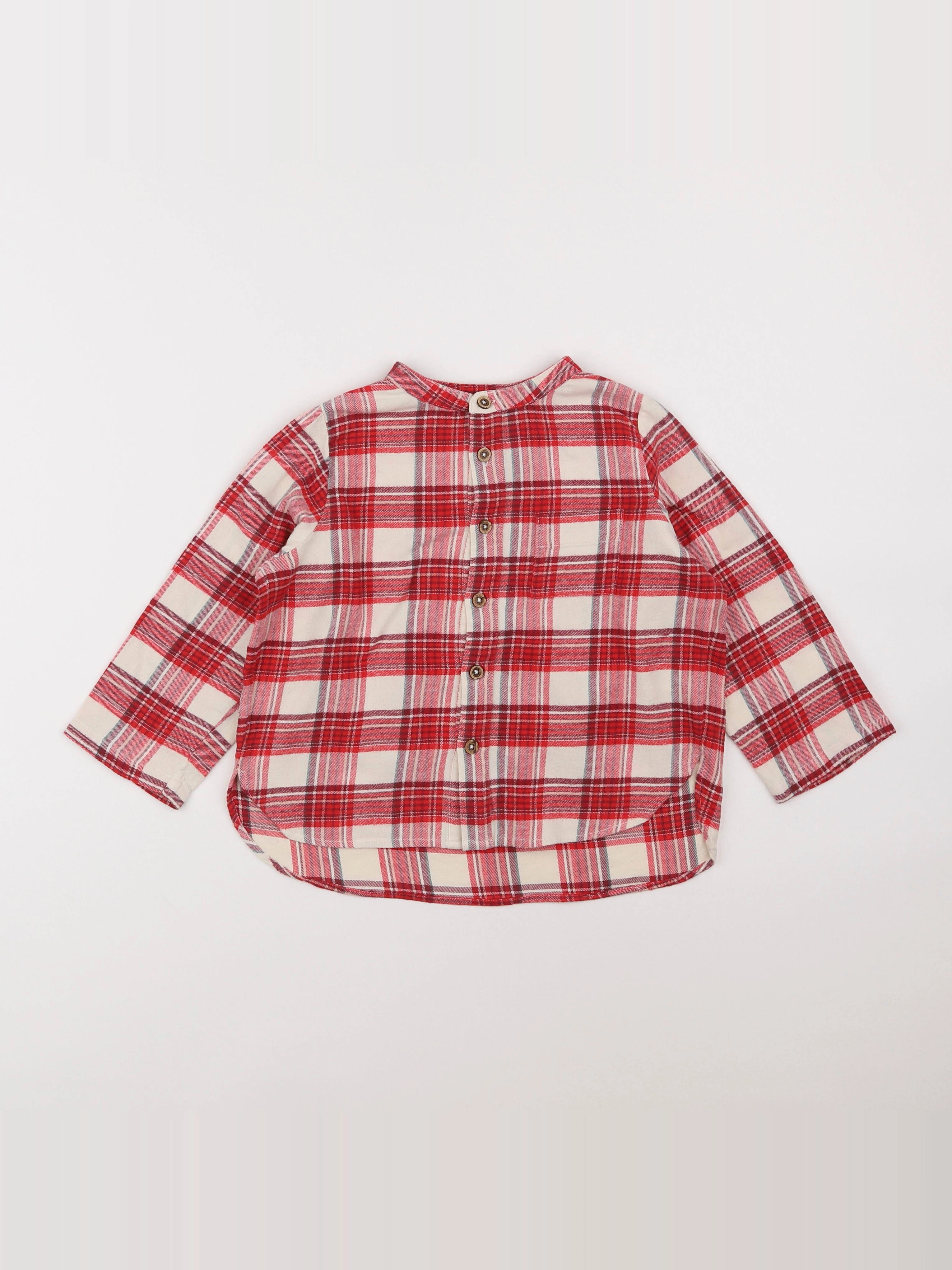 Bonton - chemise blanc, rouge - 4 ans