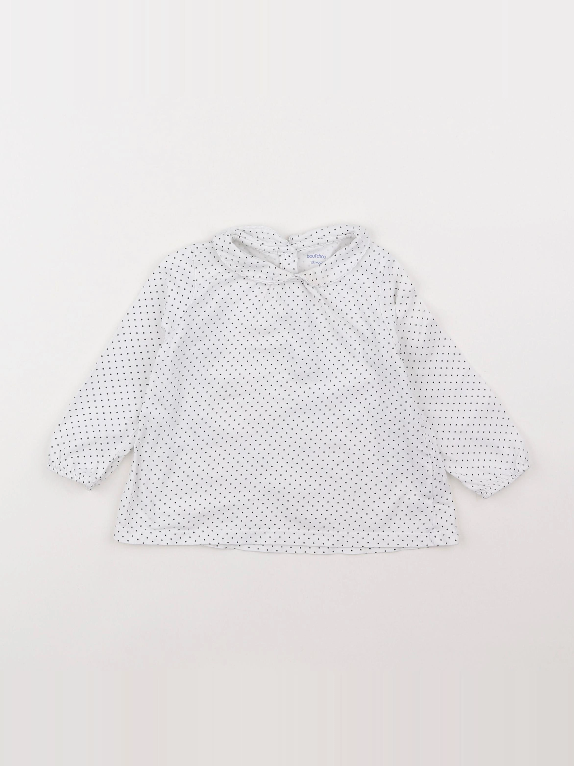 Boutchou - tee-shirt blanc, bleu - 18 mois