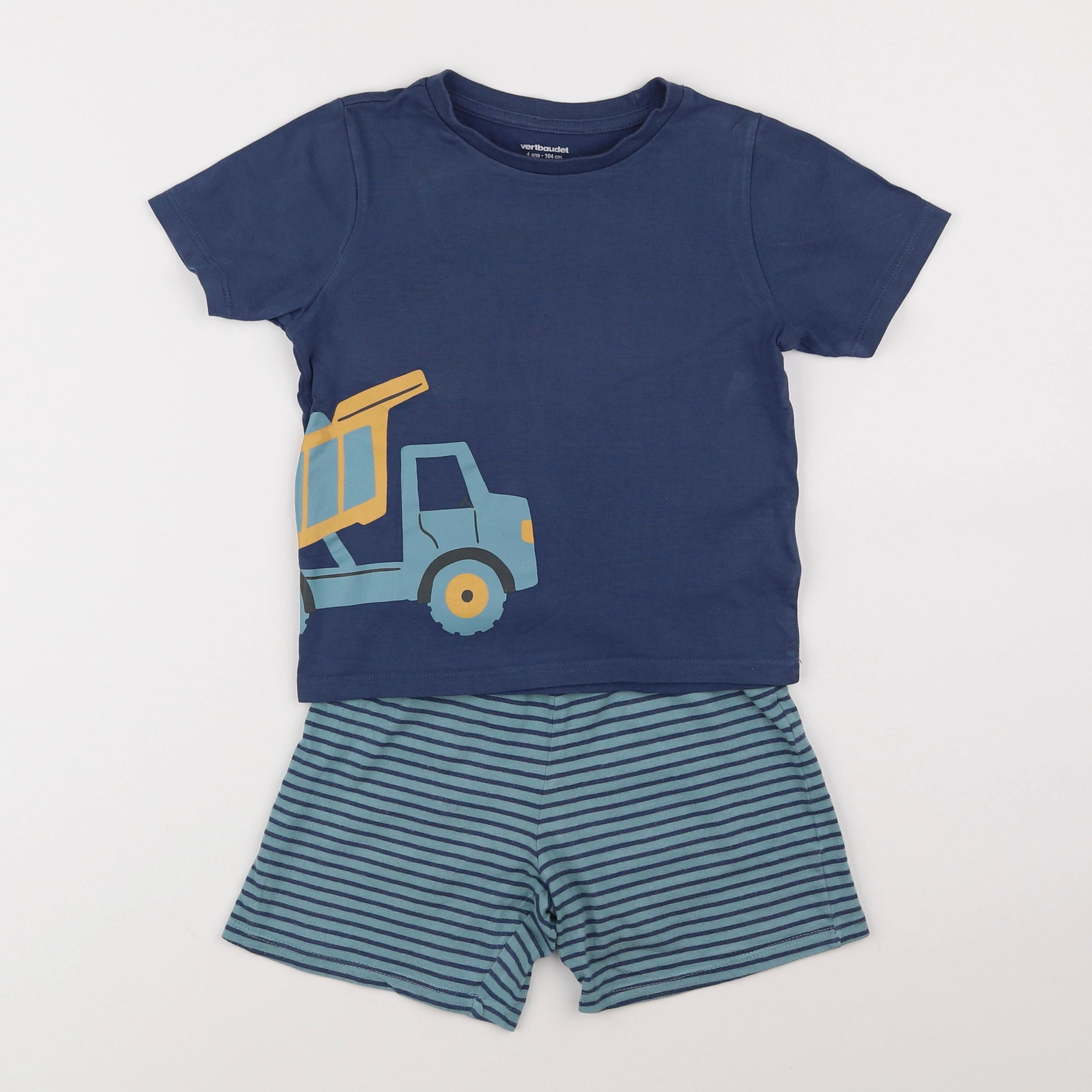 Vertbaudet - pyjama coton bleu, vert - 4 ans