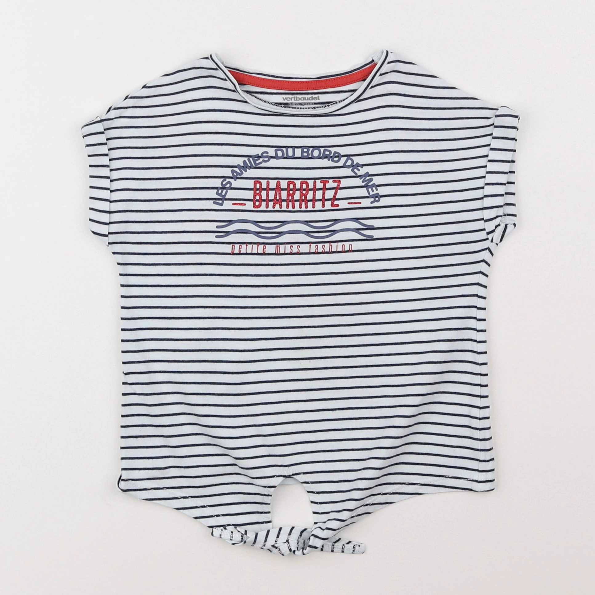 Vertbaudet - tee-shirt blanc, bleu - 3 ans