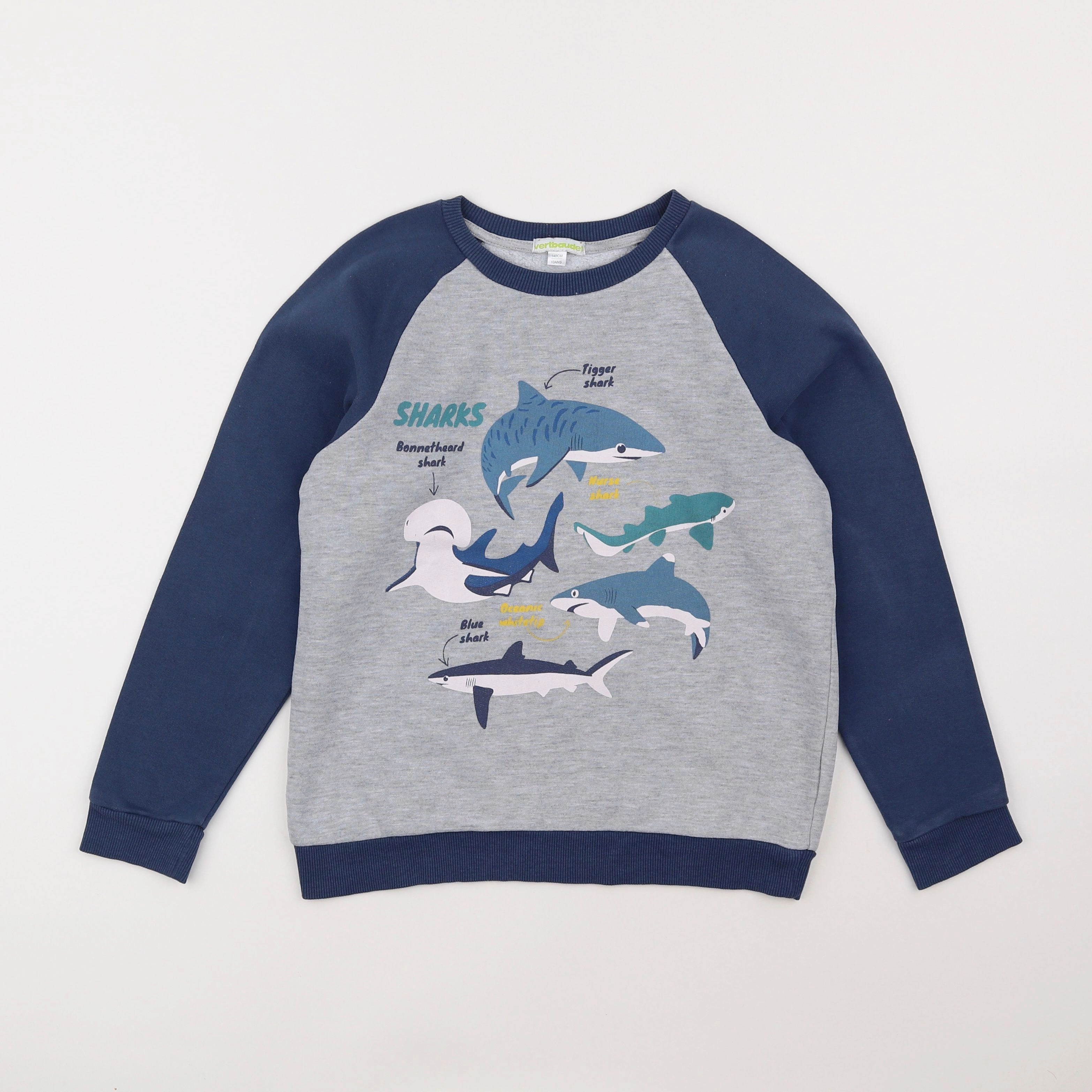 Vertbaudet - sweat bleu, gris - 10 ans