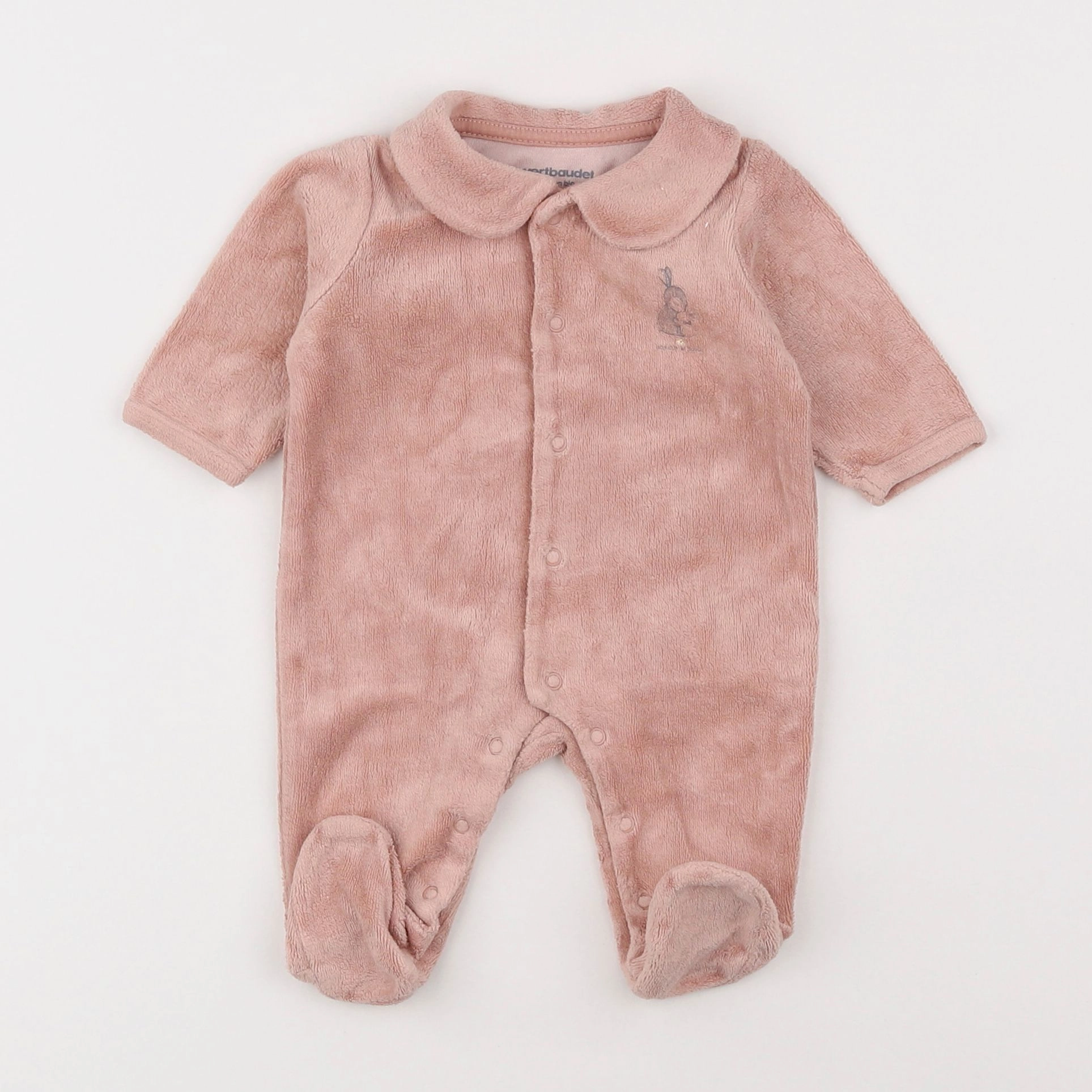 Vertbaudet - pyjama velours rose - 1 mois