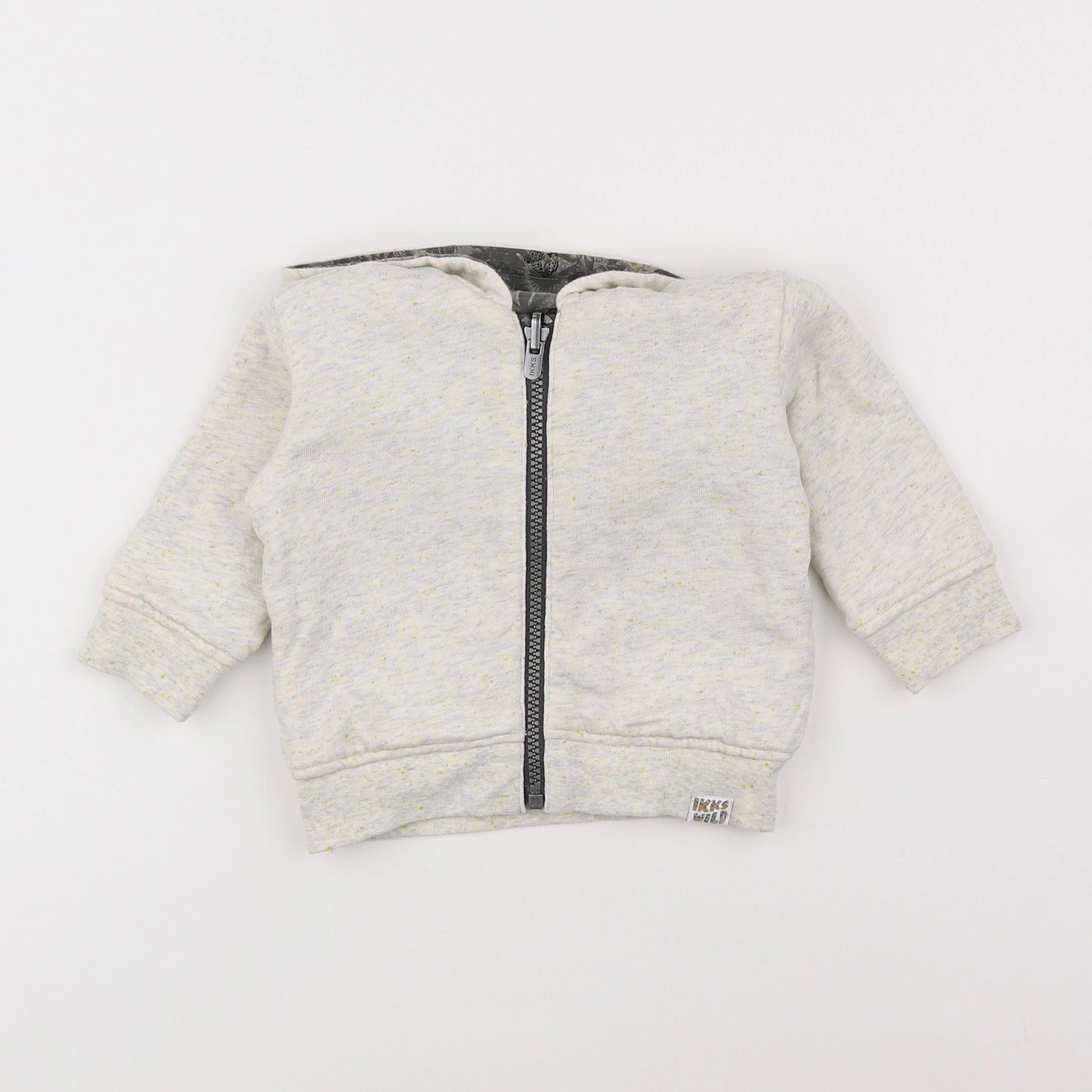 IKKS - sweat réversible, imprimé au dos gris - 12 mois