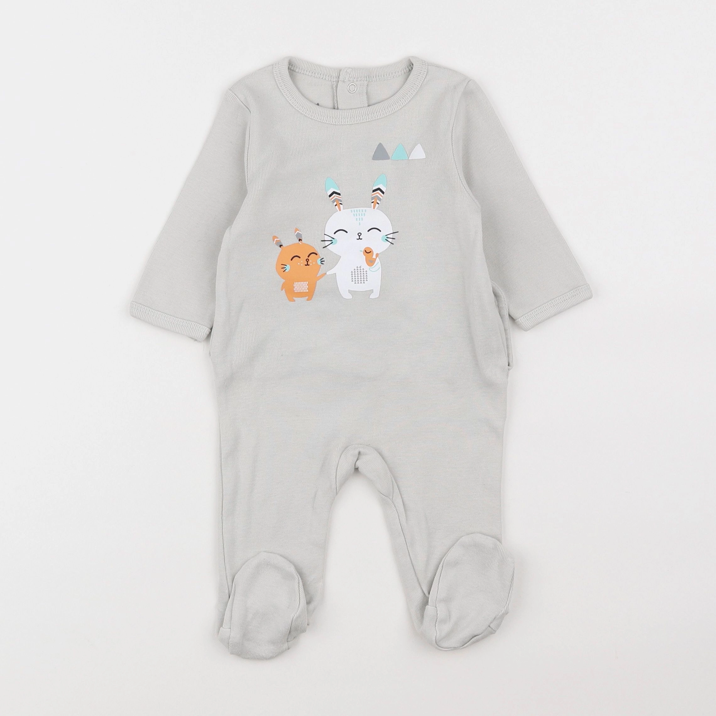 Vertbaudet - pyjama coton gris - 3 mois