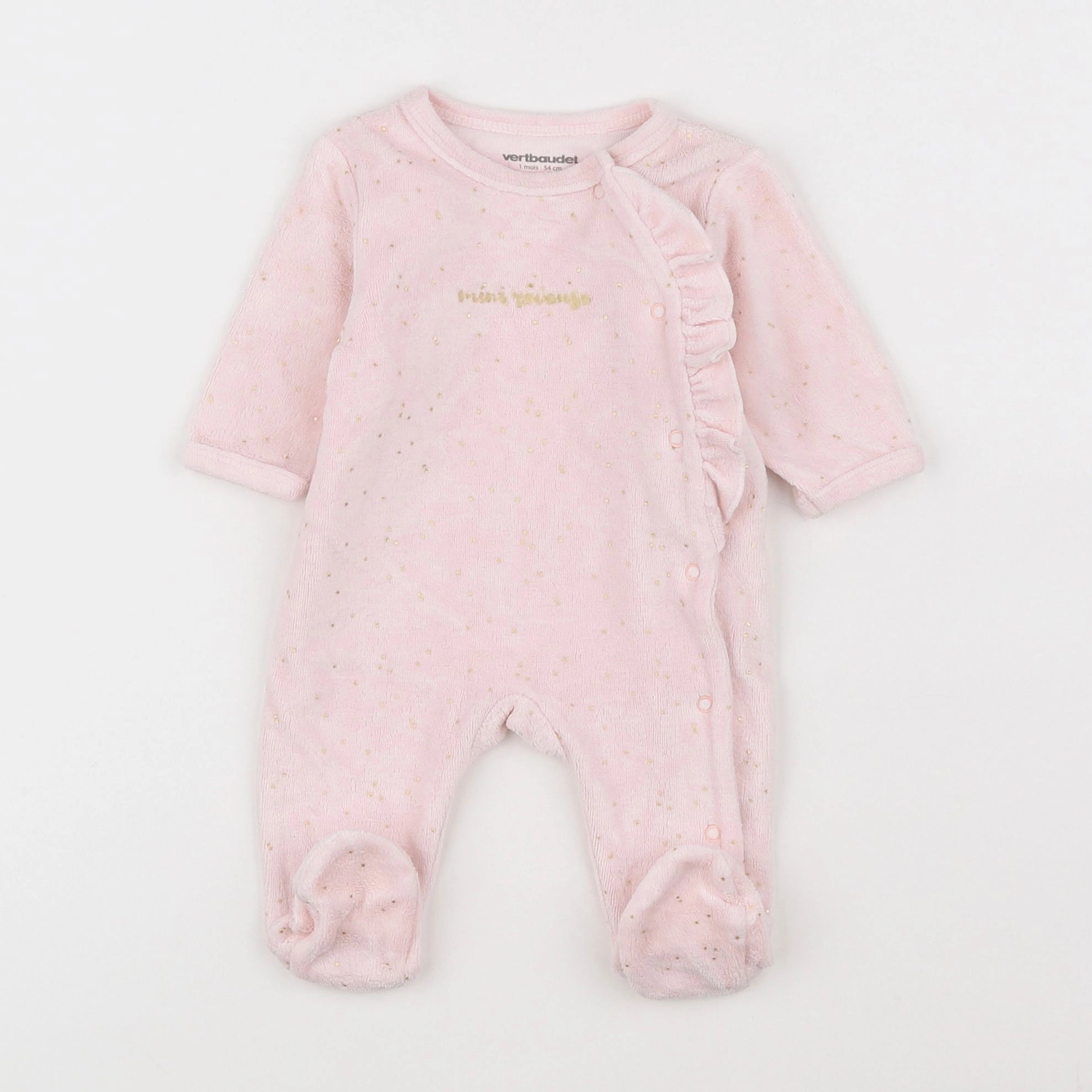 Vertbaudet - pyjama velours rose - 1 mois