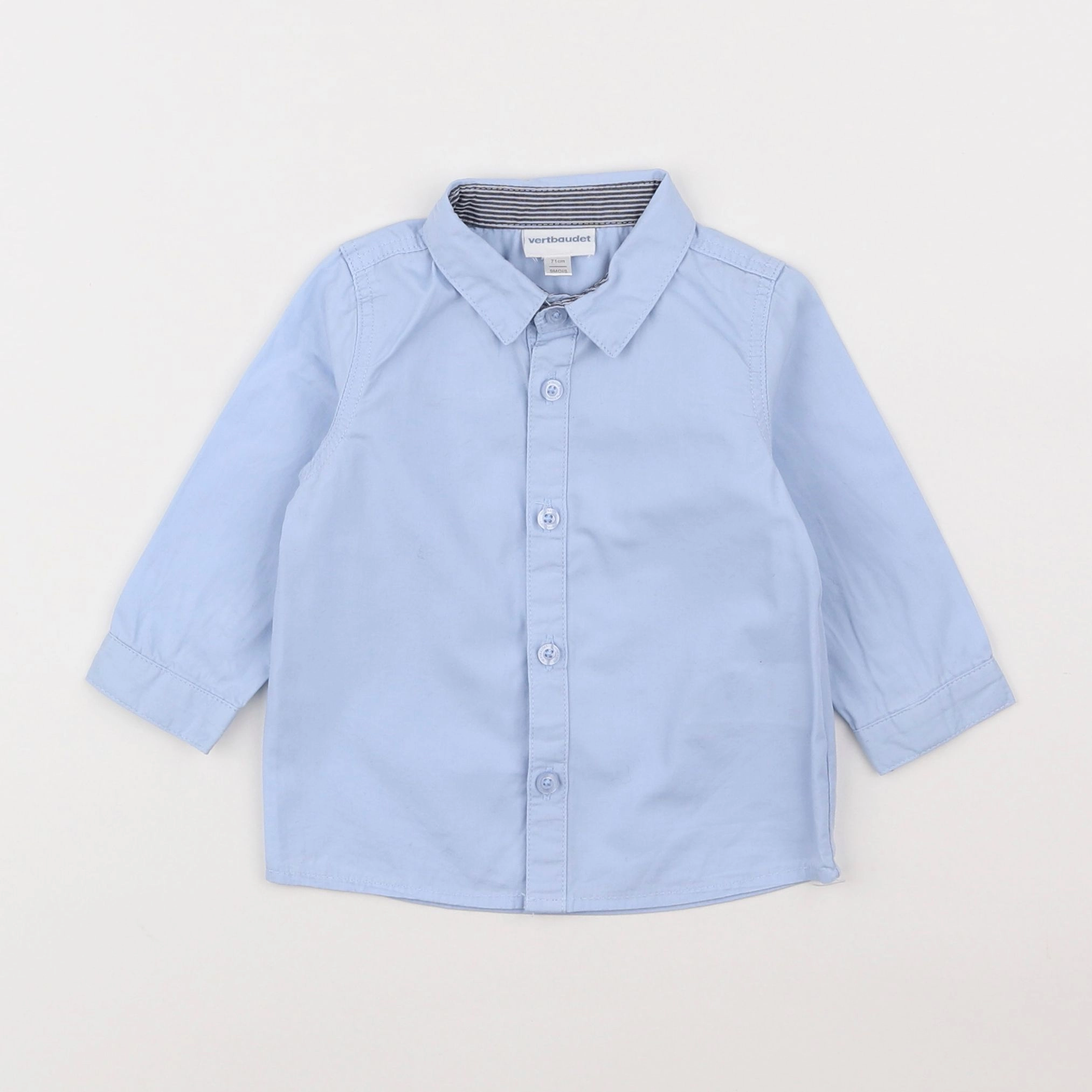 Vertbaudet - chemise bleu - 9 mois