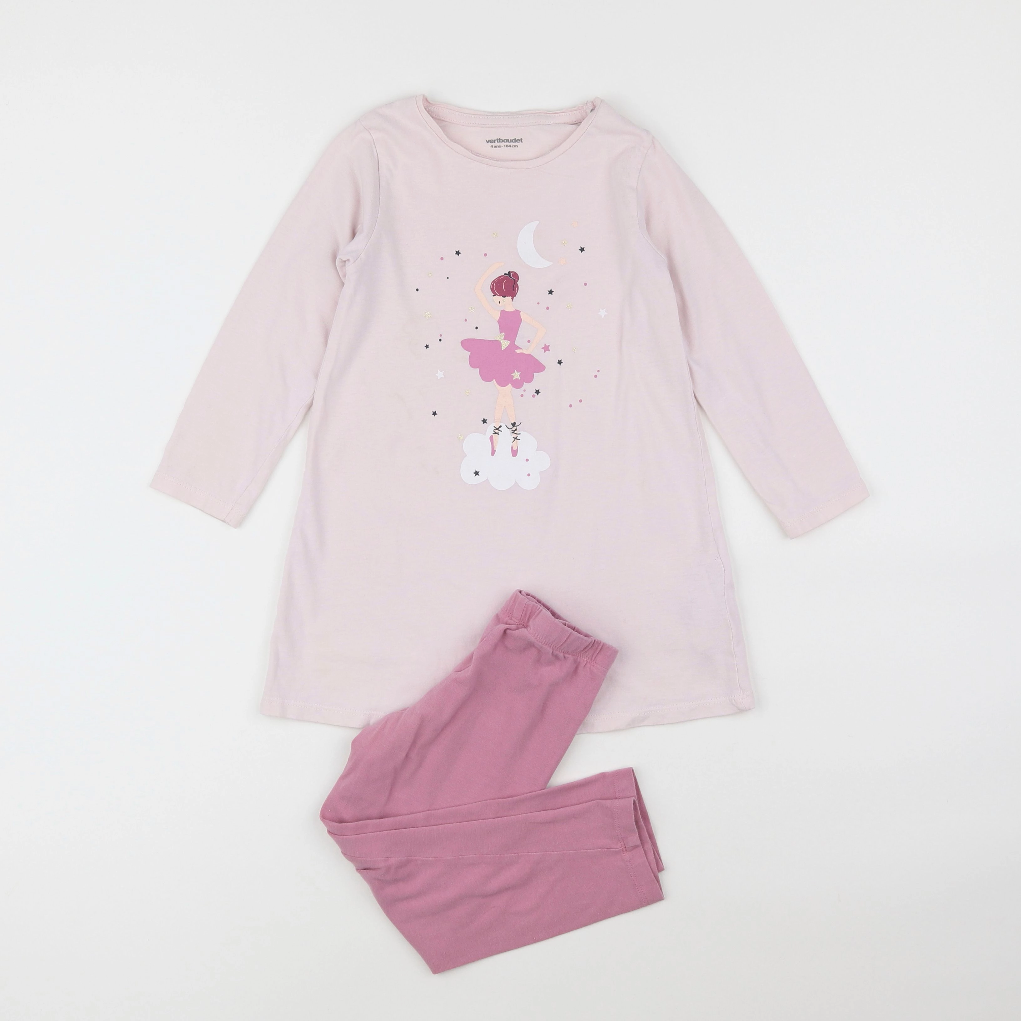 Vertbaudet - pyjama coton rose - 4 ans