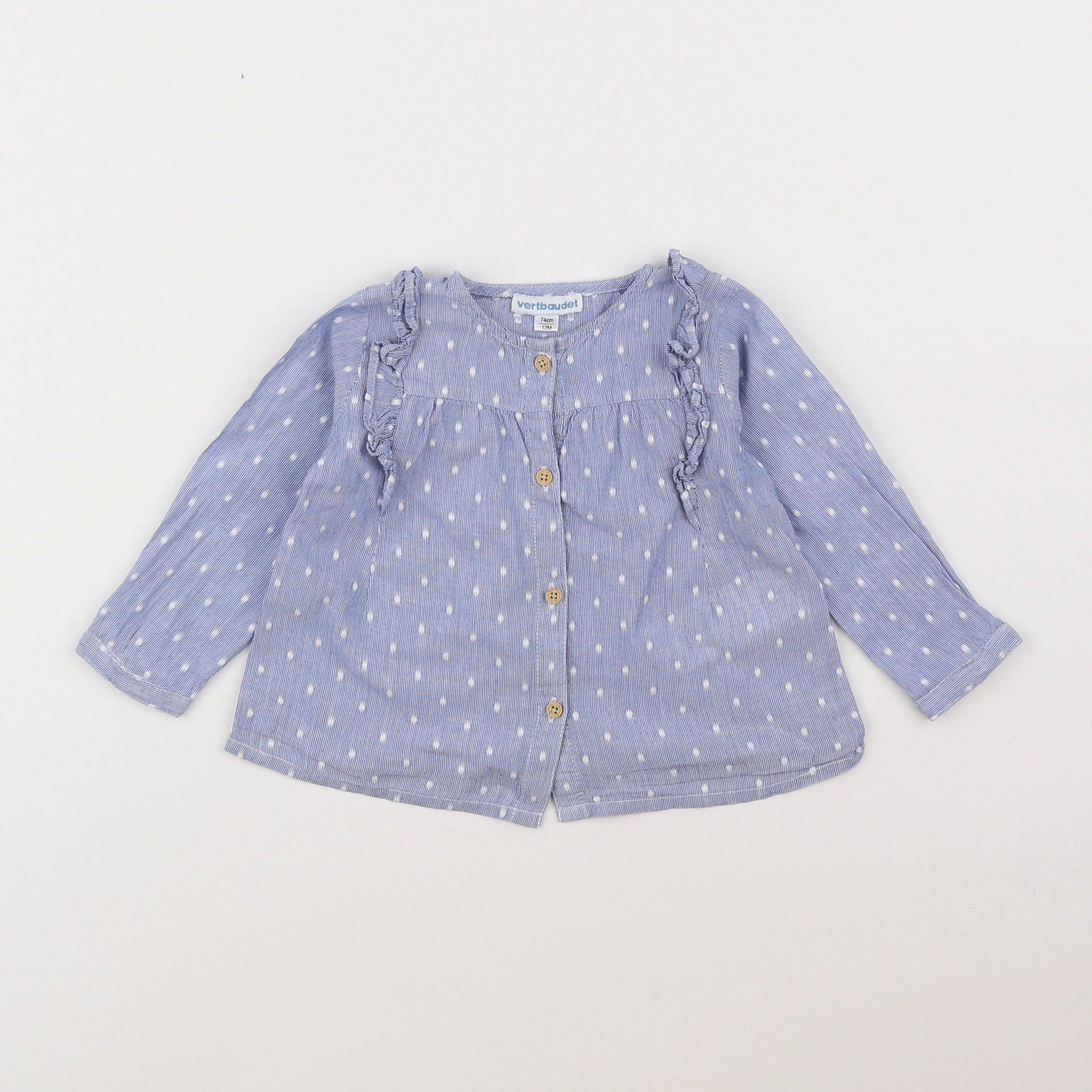 Vertbaudet - blouse bleu - 12 mois