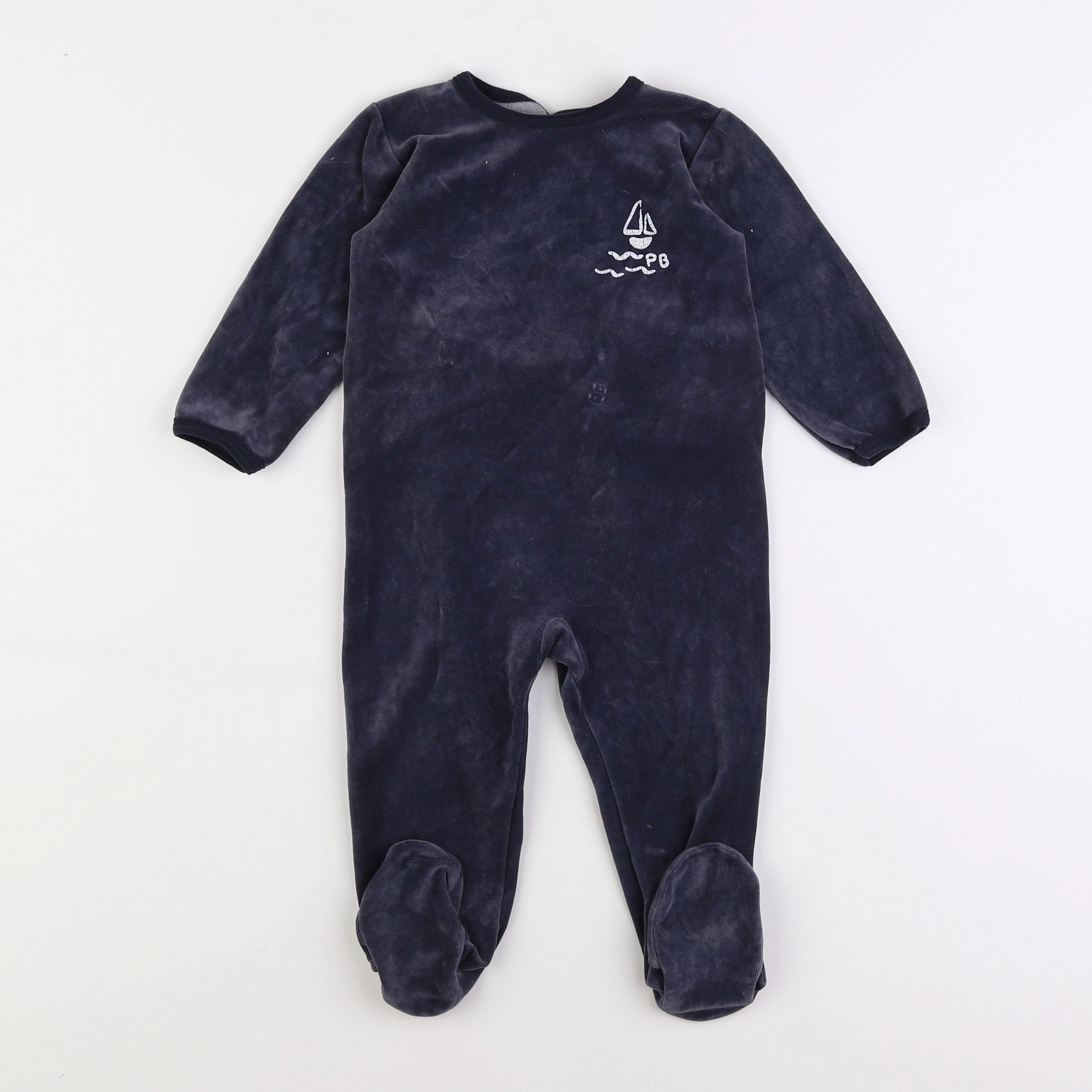 Petit Bateau - pyjama velours bleu - 18 mois