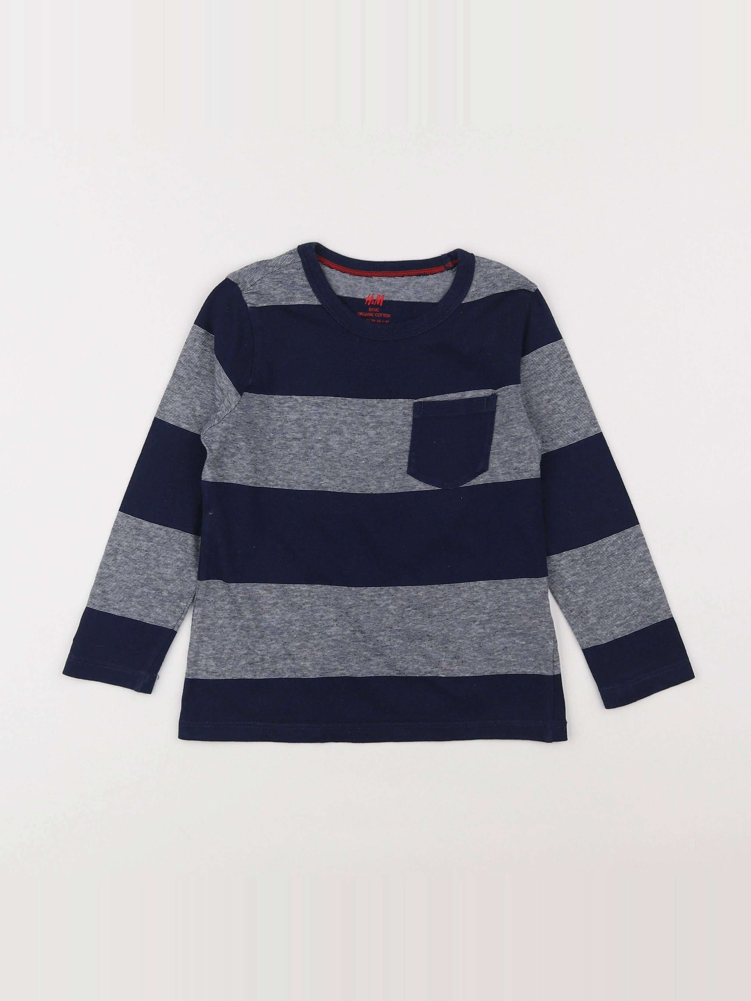 H&M - tee-shirt bleu, gris - 2/4 ans