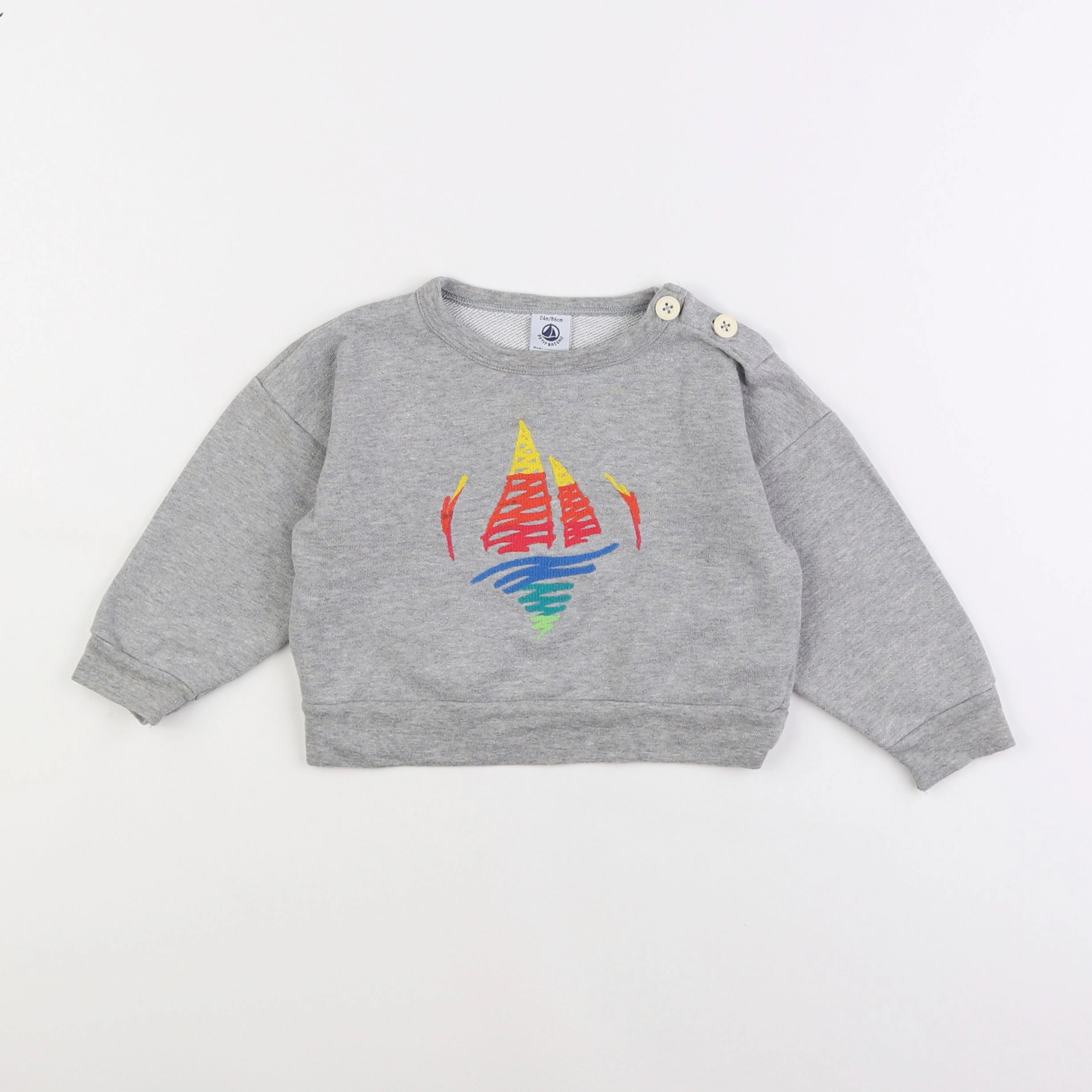 Petit Bateau - sweat gris - 2 ans