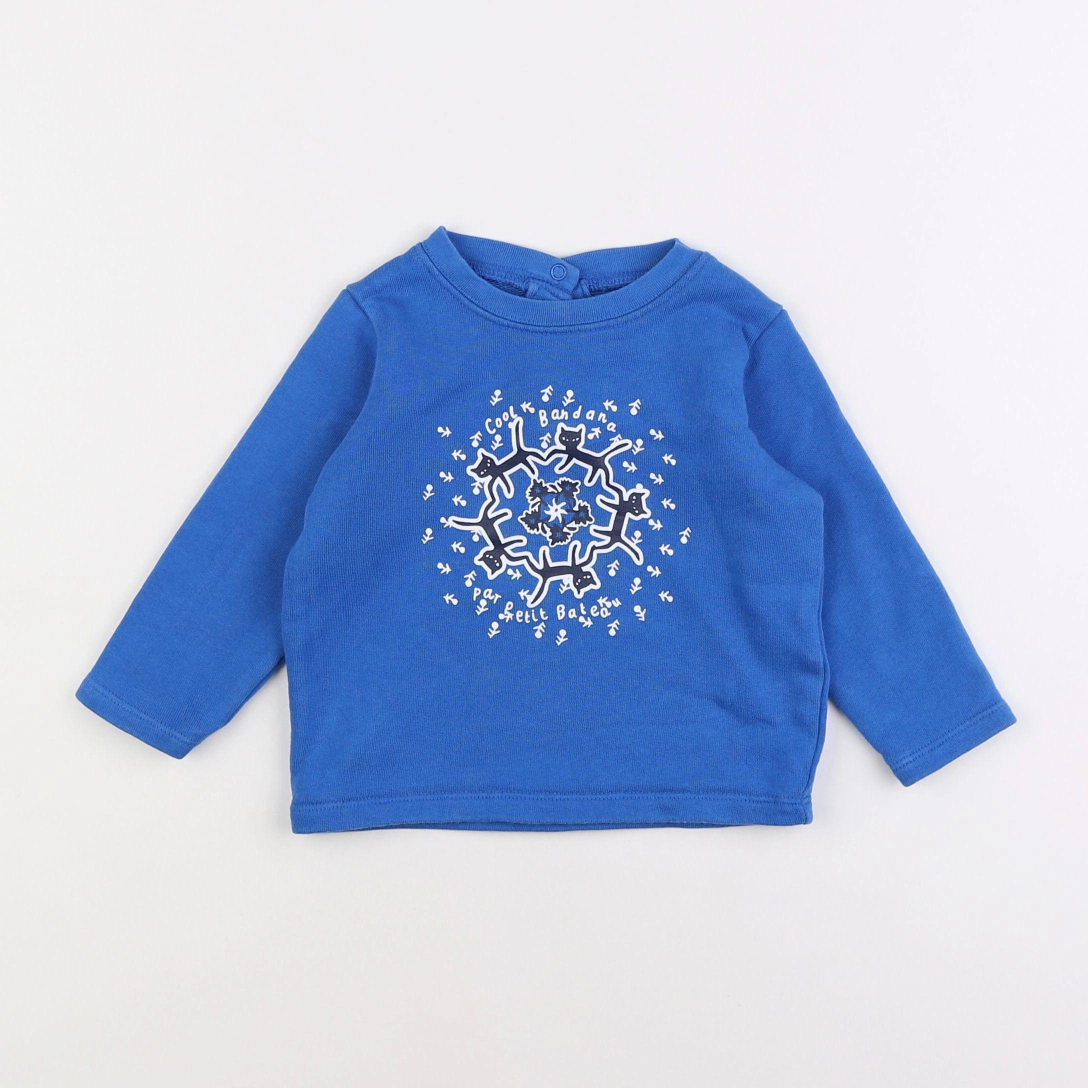 Petit Bateau - sweat bleu - 18 mois