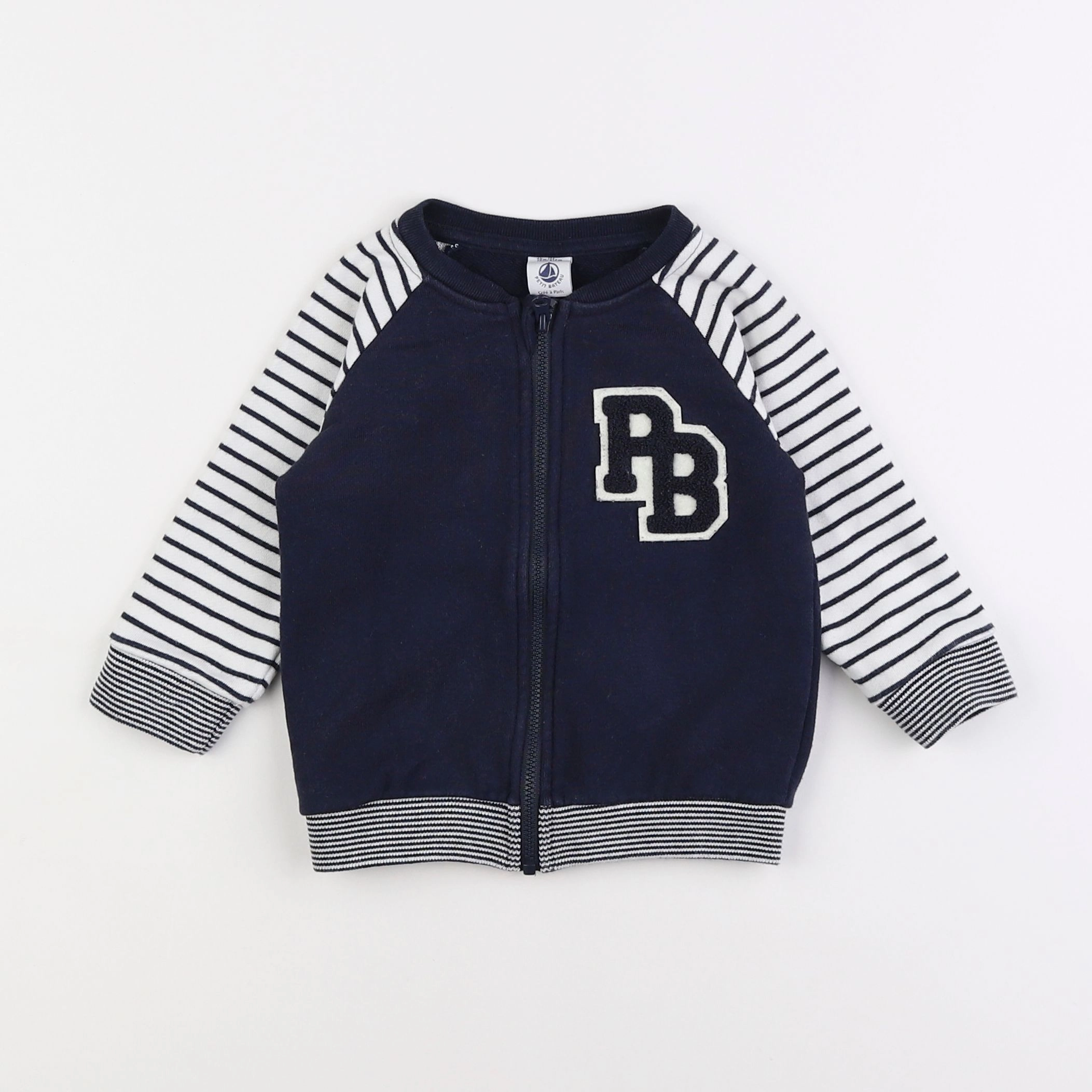 Petit Bateau - sweat bleu - 18 mois