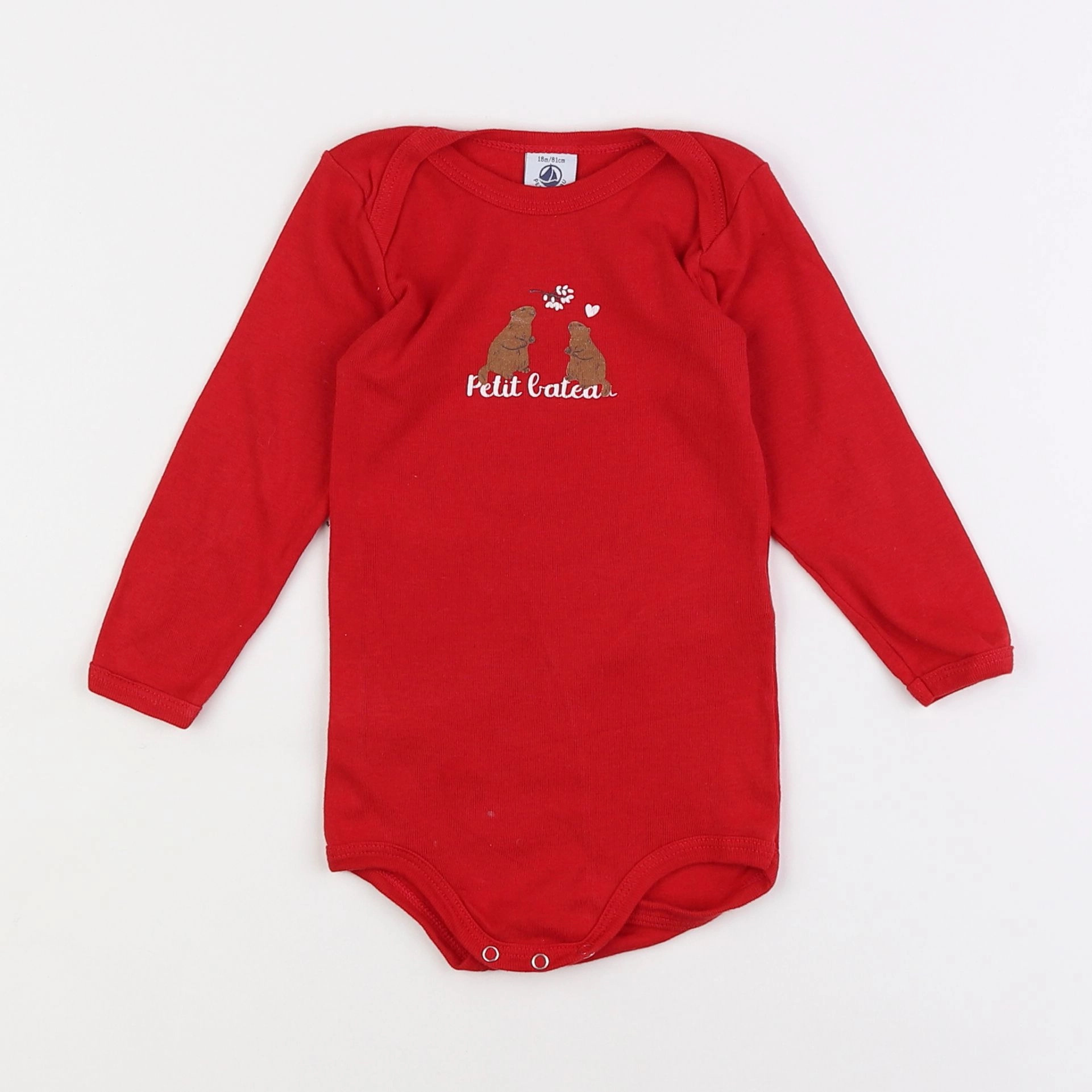 Petit Bateau - body rouge - 18 mois