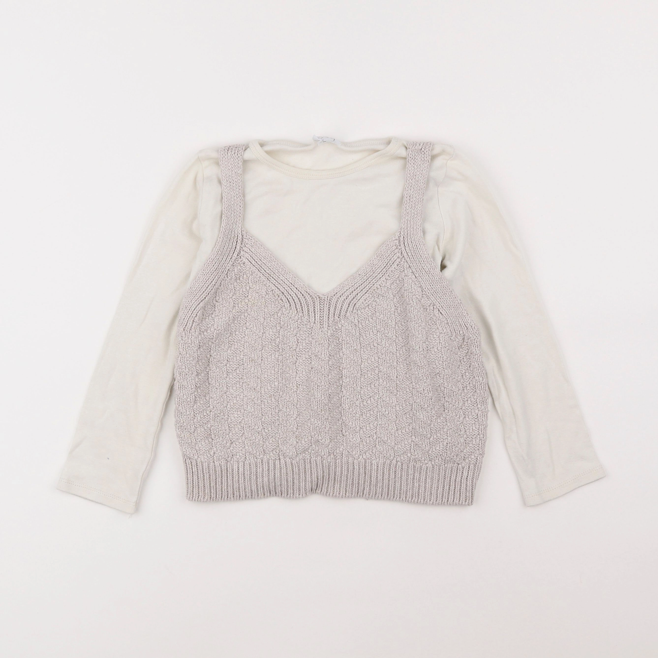 Zara - tee-shirt beige - 7 ans