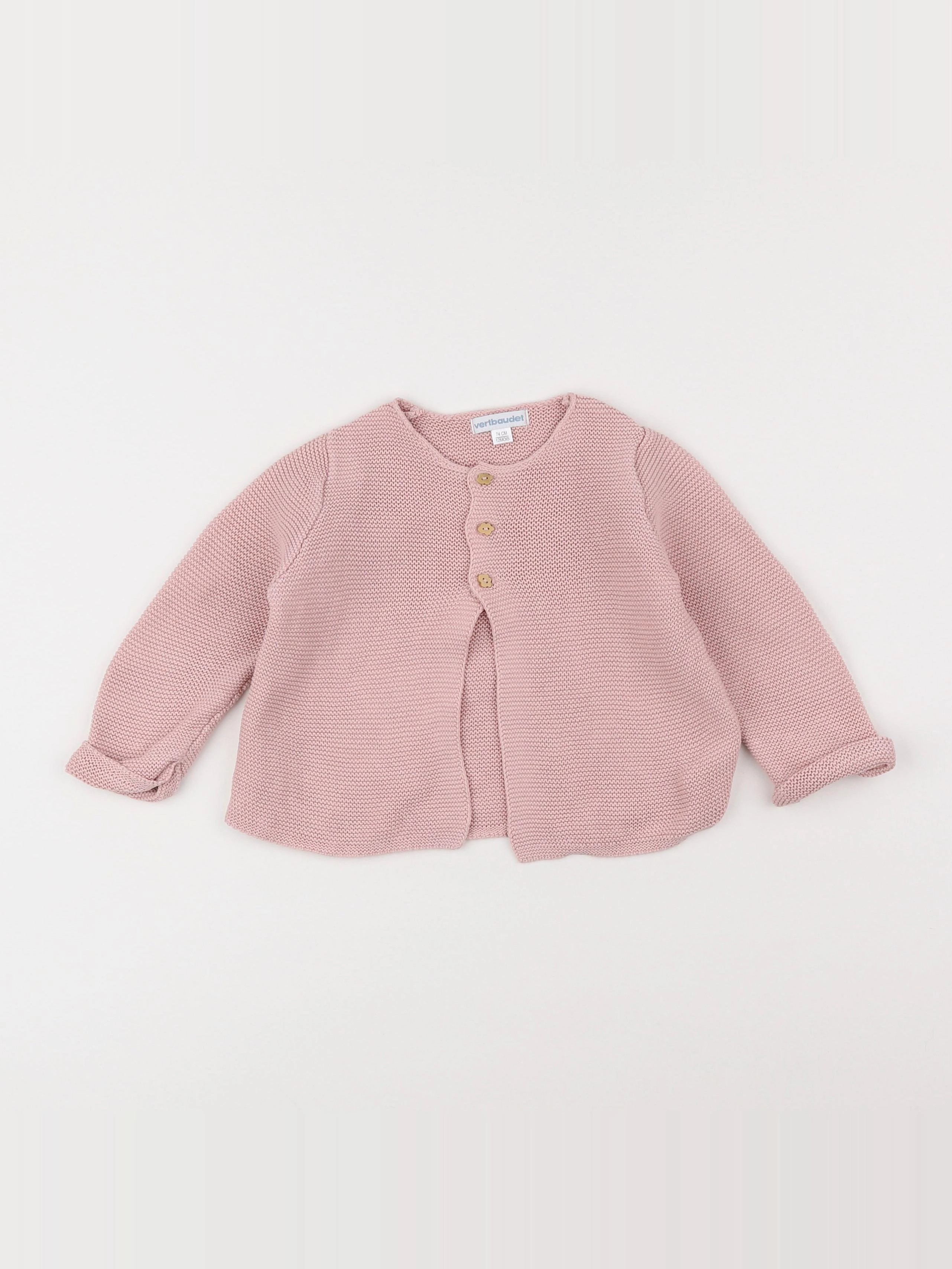 Vertbaudet - gilet rose - 12 mois
