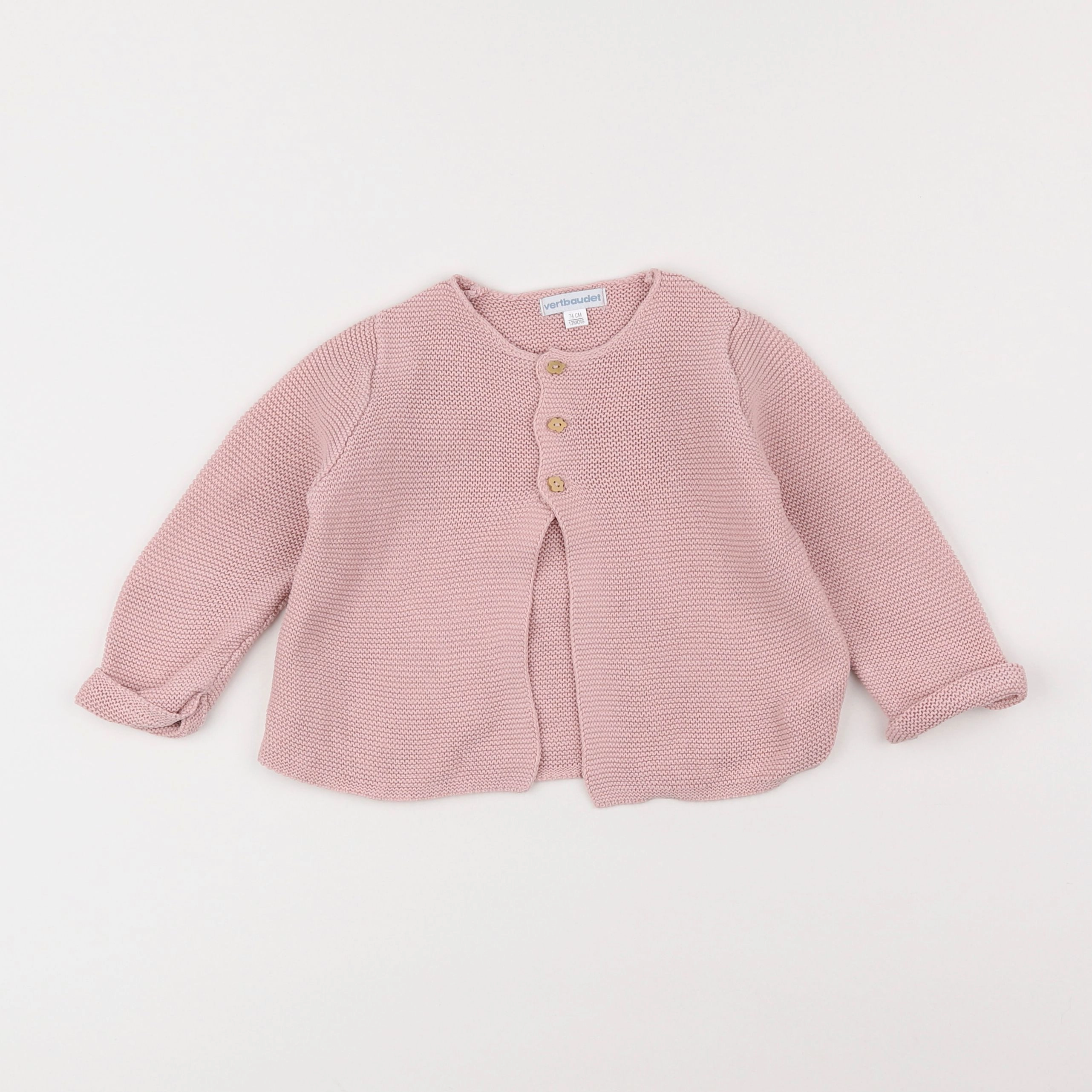 Vertbaudet - gilet rose - 12 mois