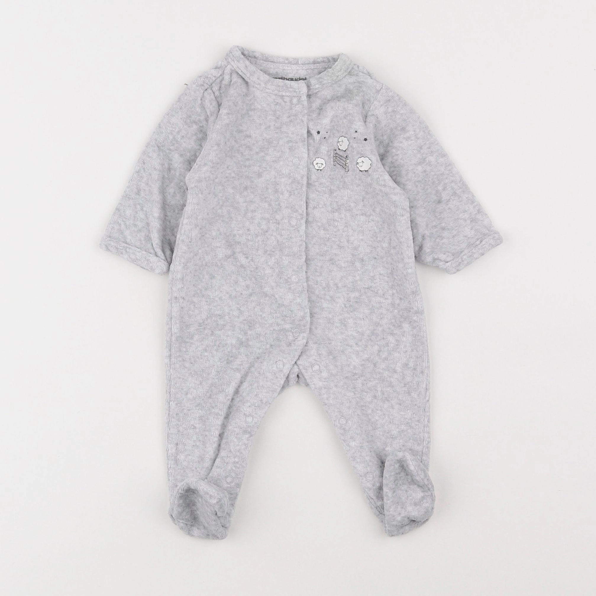 Vertbaudet - pyjama velours gris - 1 mois