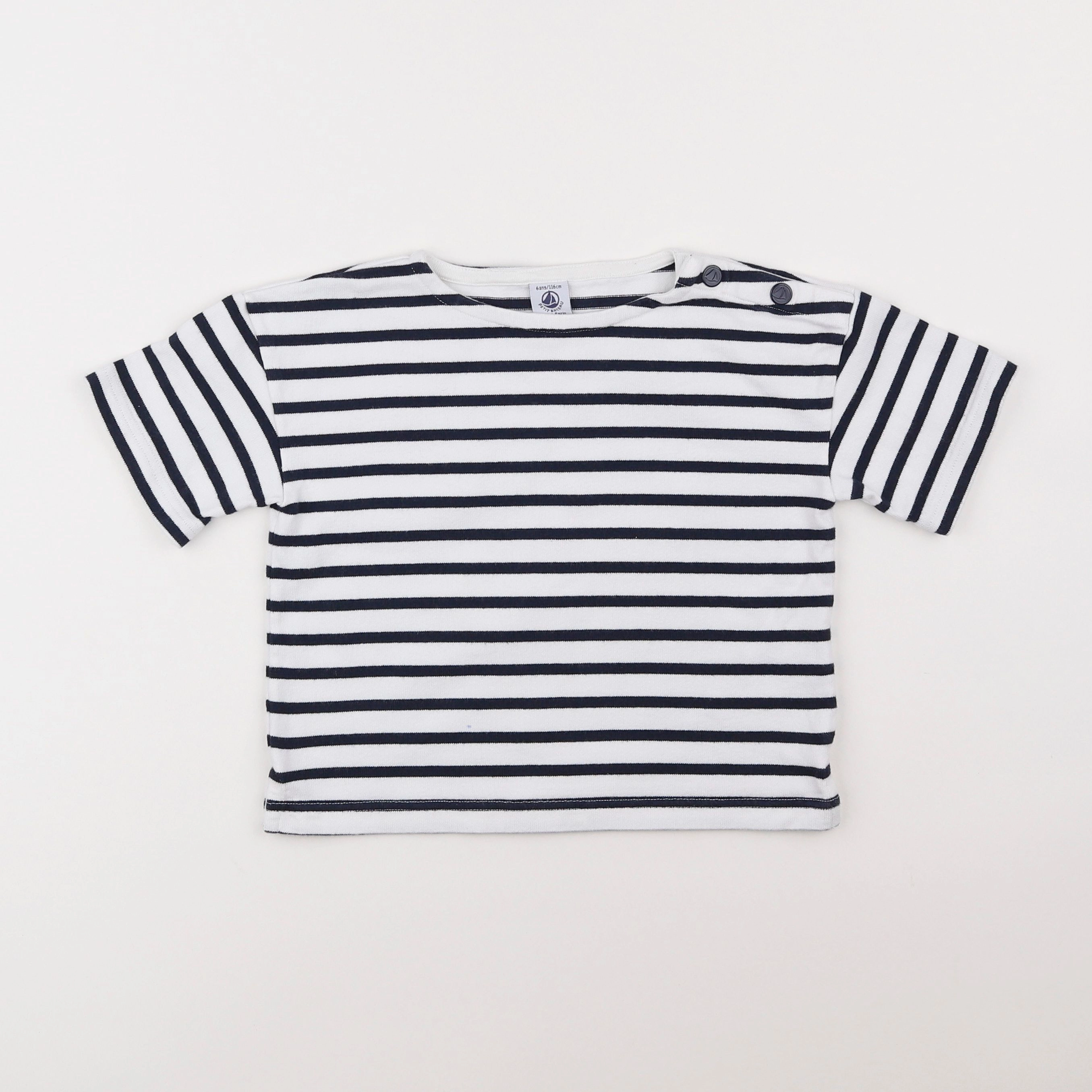 Petit Bateau - tee-shirt blanc, bleu - 6 ans