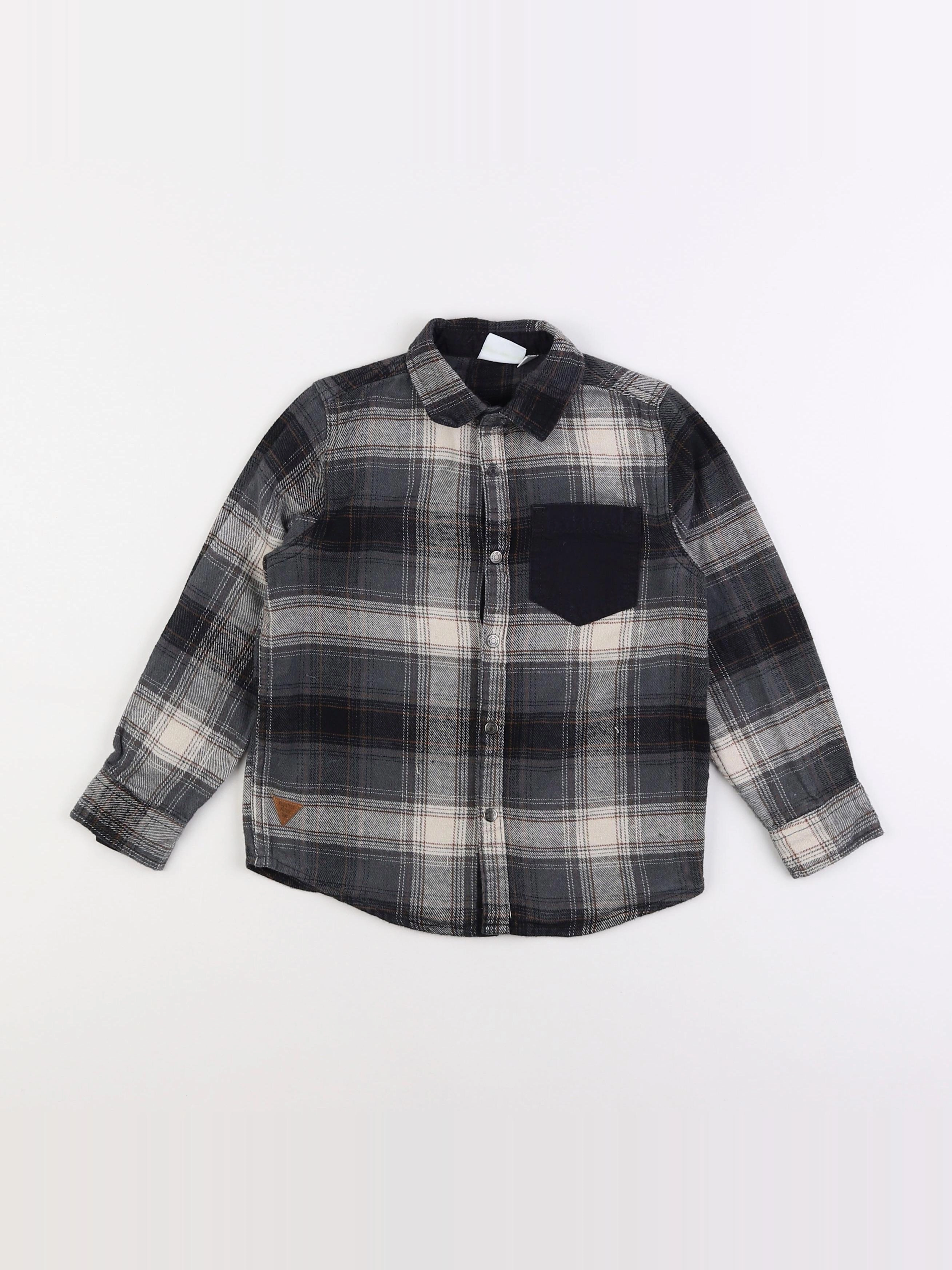 Vertbaudet - chemise gris, noir - 6 ans