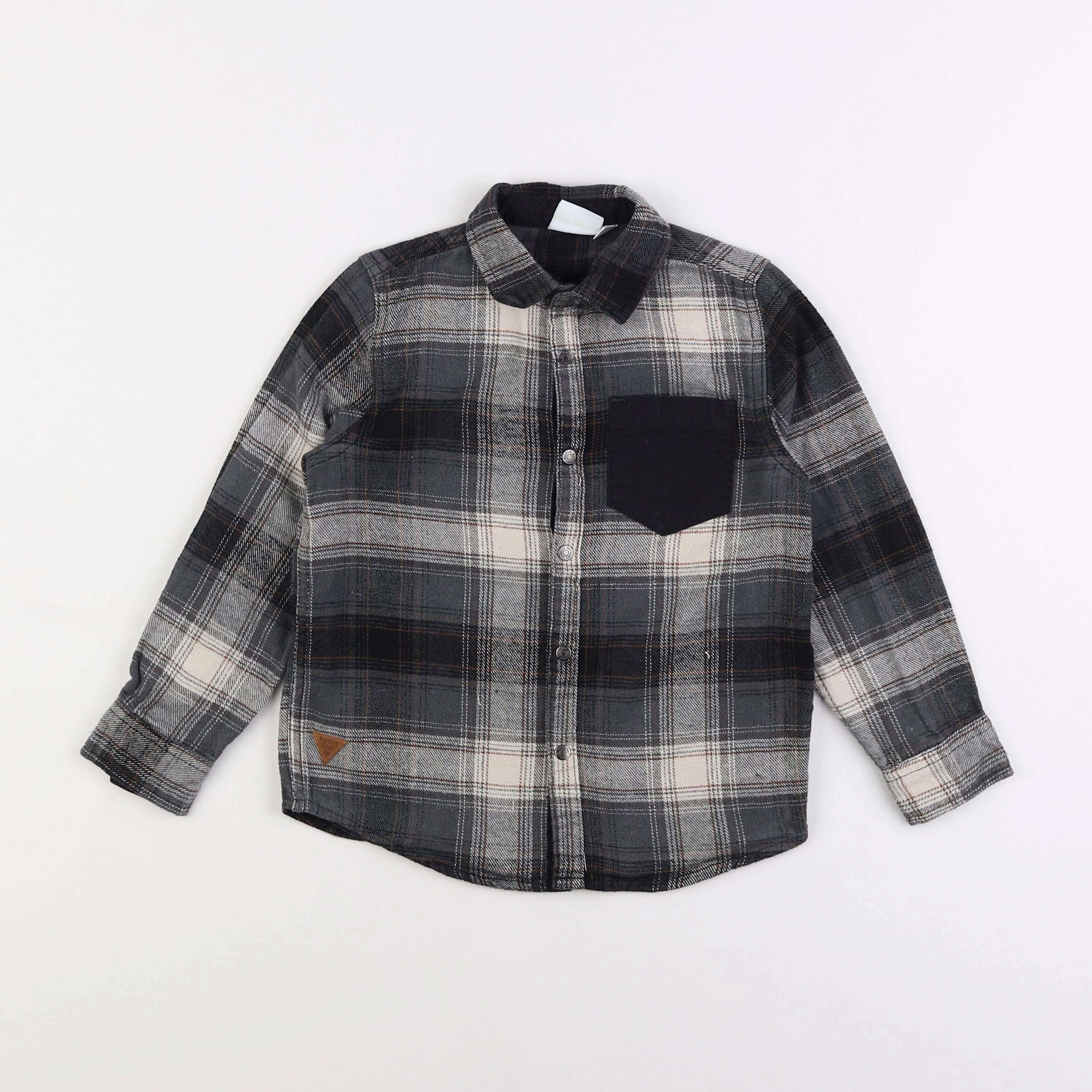 Vertbaudet - chemise gris, noir - 6 ans