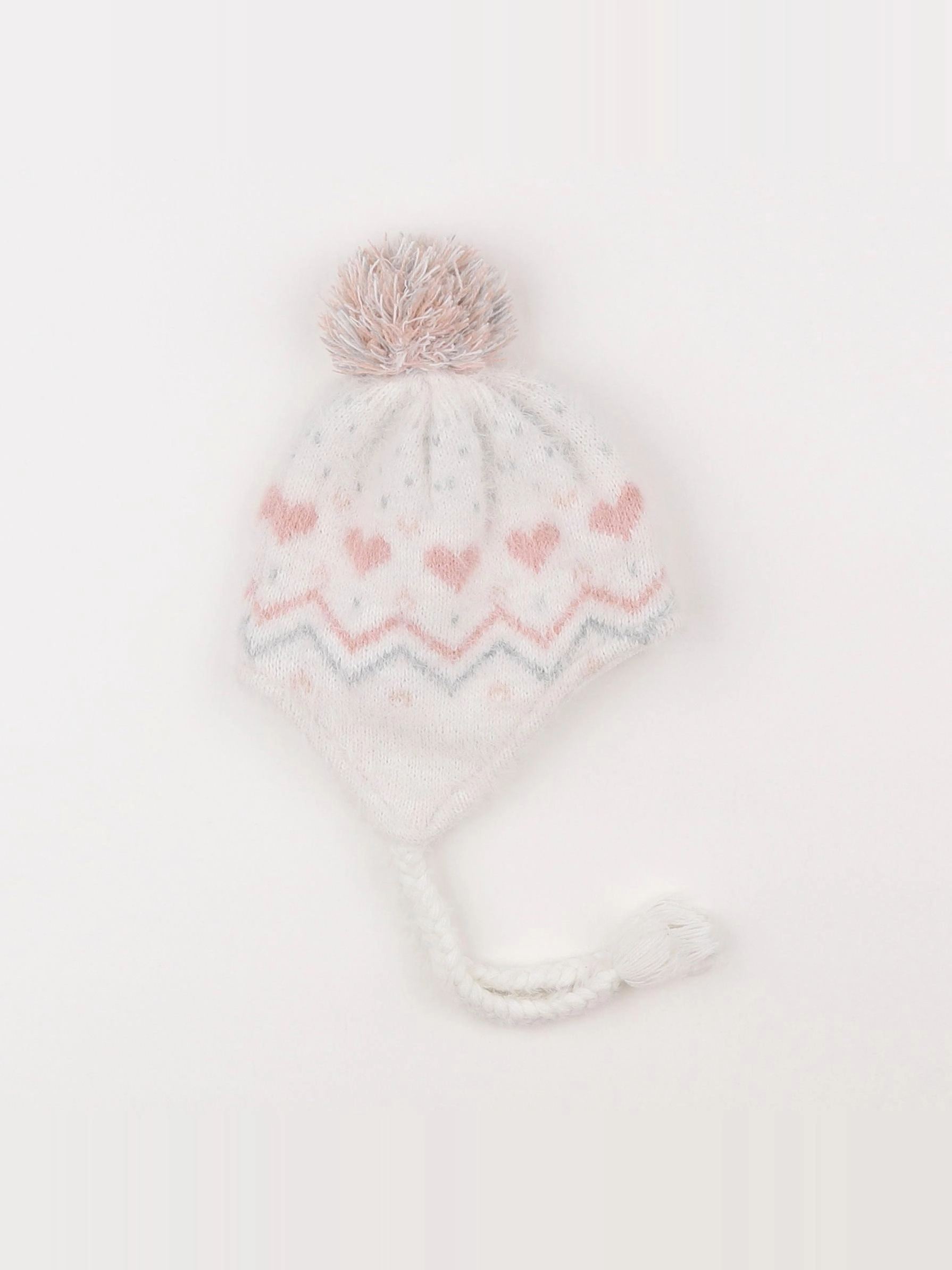 Vertbaudet - bonnet blanc, rose - 2/3 ans