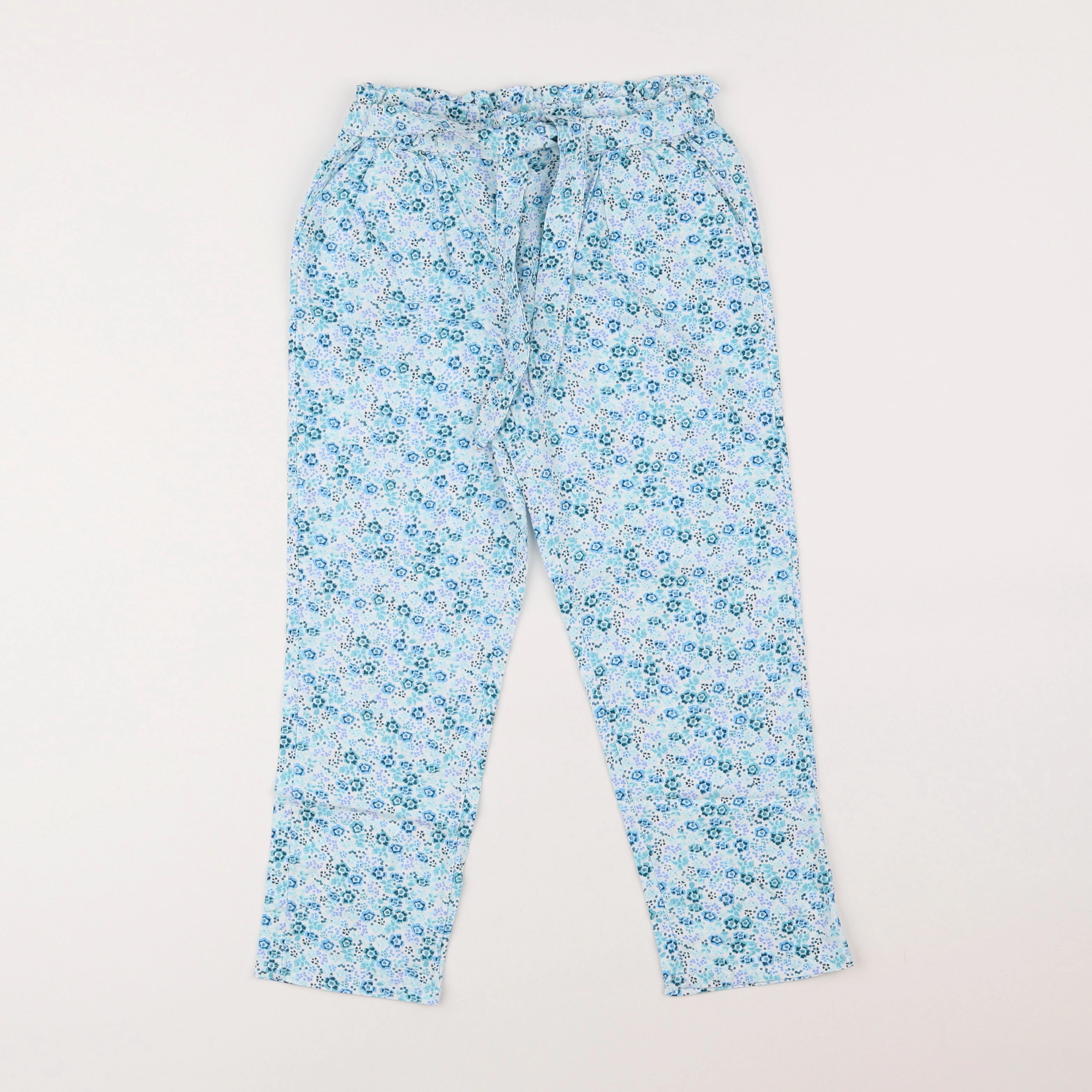 Vertbaudet - pantalon blanc, bleu - 7 ans