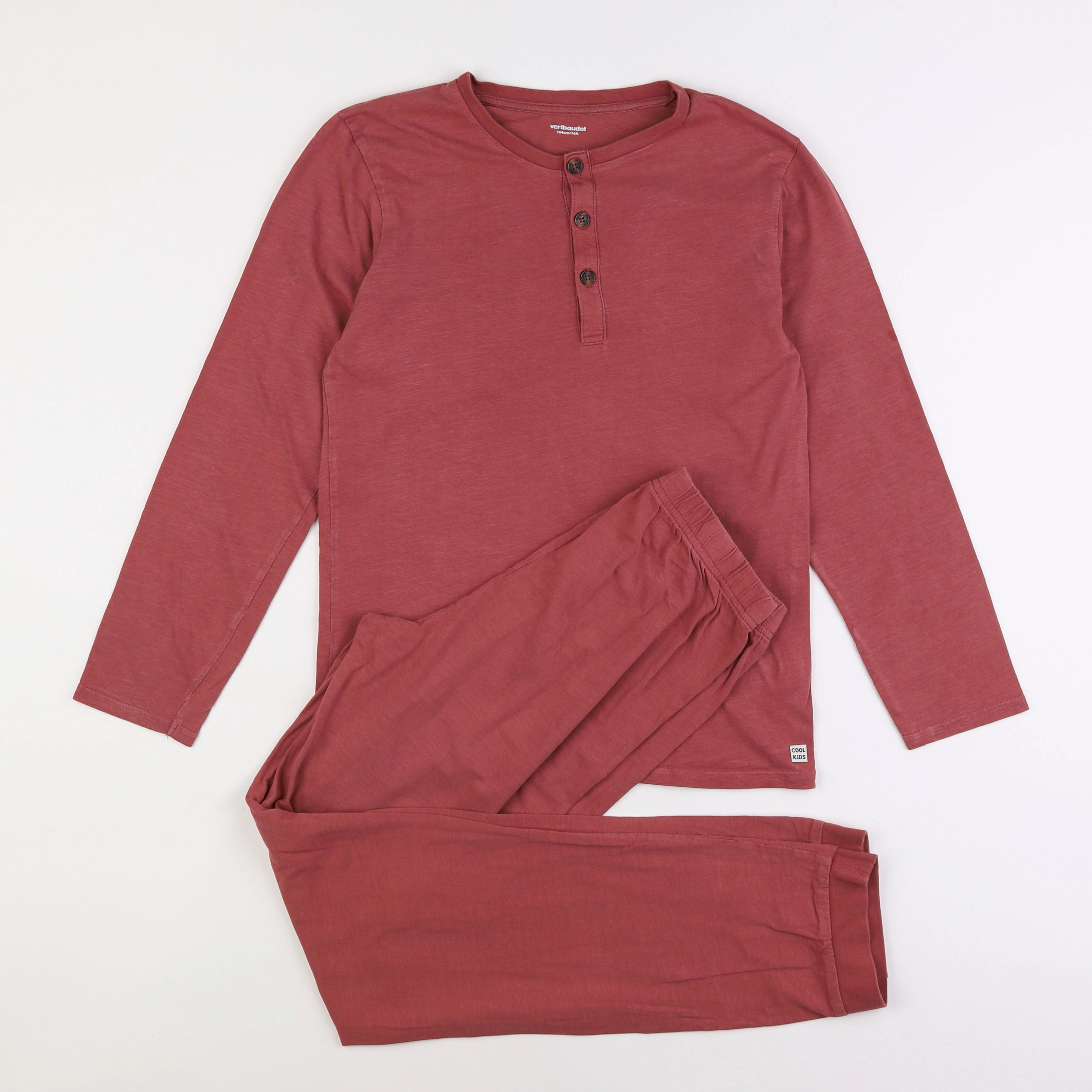 Vertbaudet - pyjama coton rouge - 14 ans