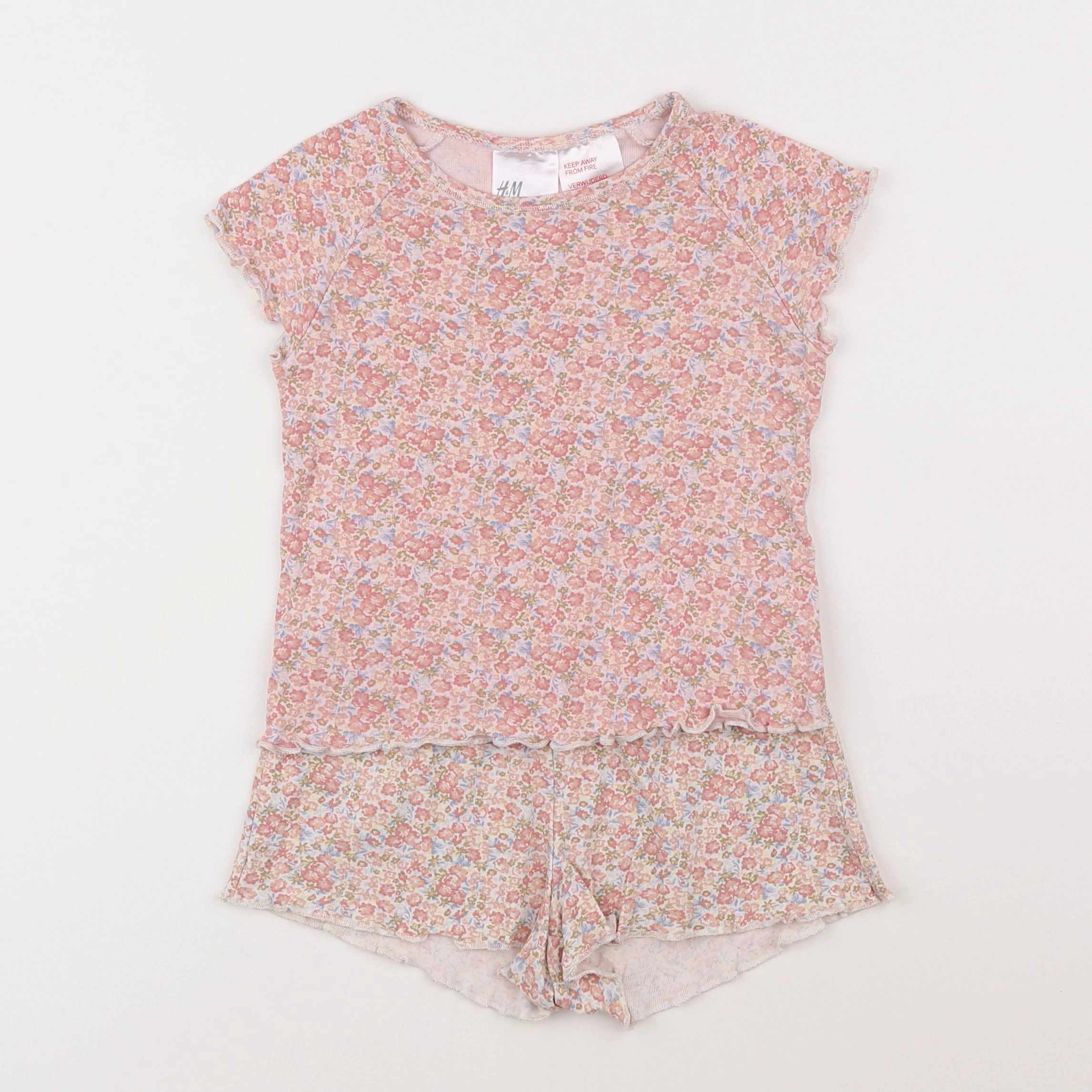 H&M - pyjama coton rose - 3/4 ans