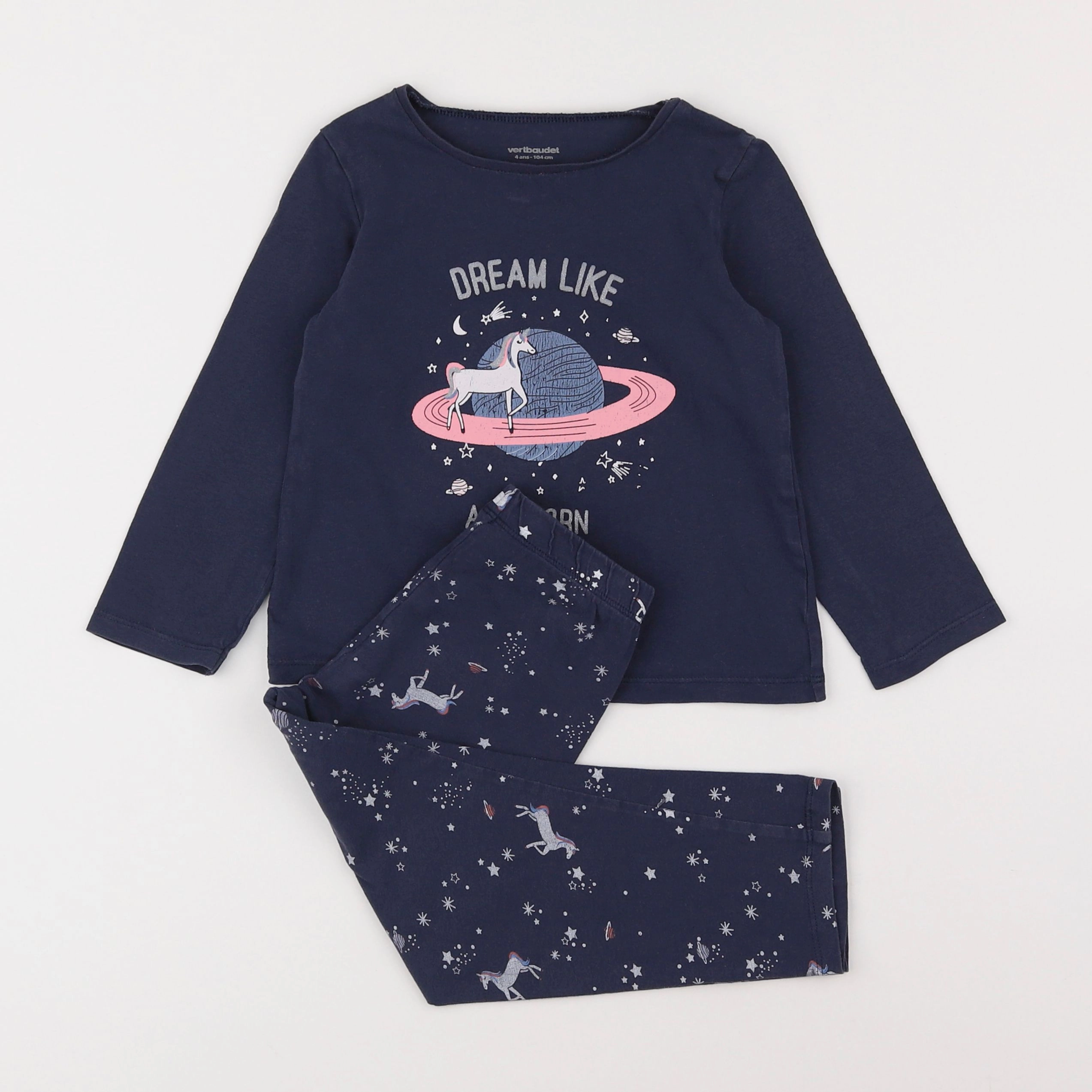 Vertbaudet - pyjama coton bleu - 4 ans