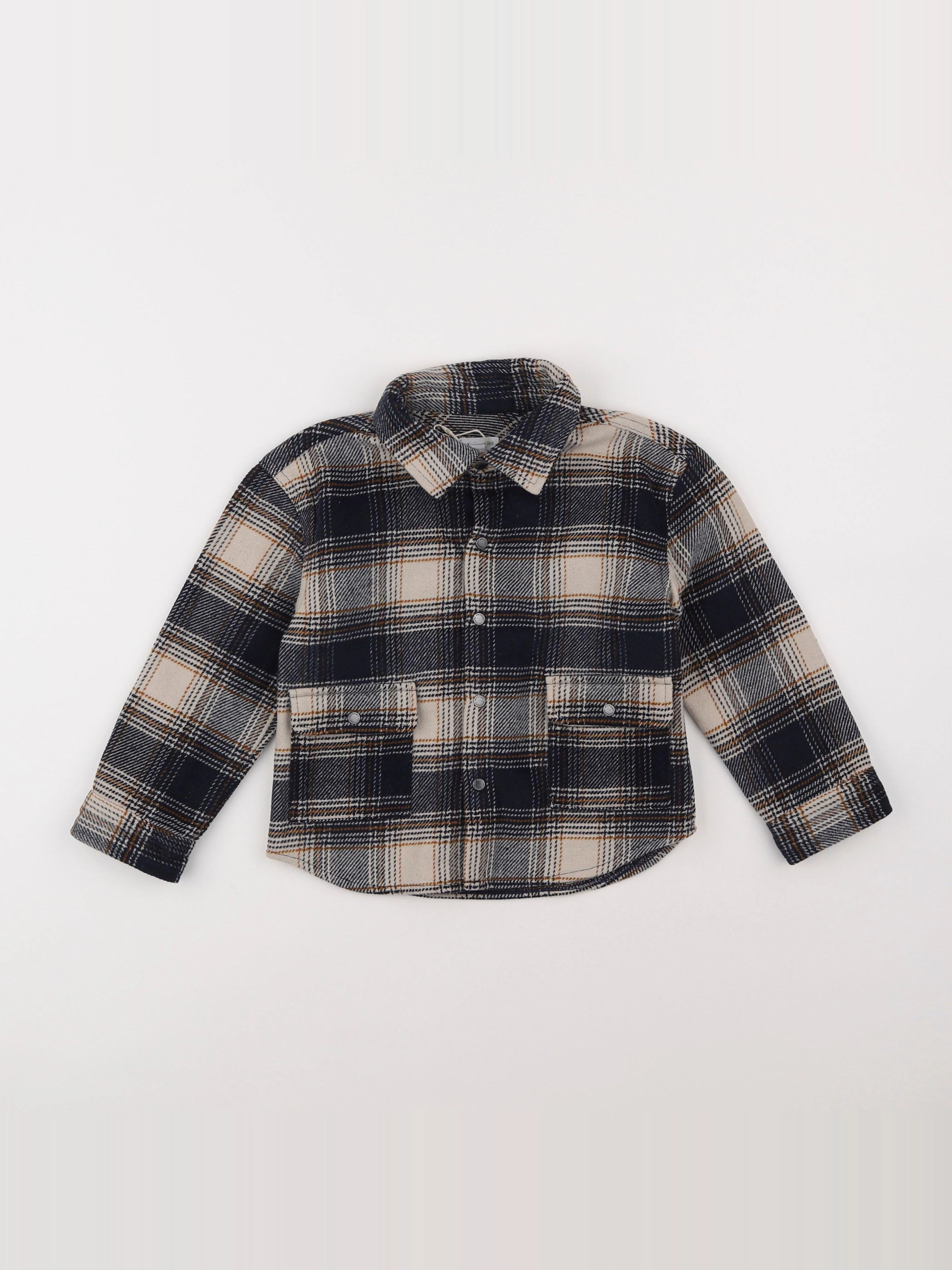 Vertbaudet - chemise beige, bleu - 3 ans