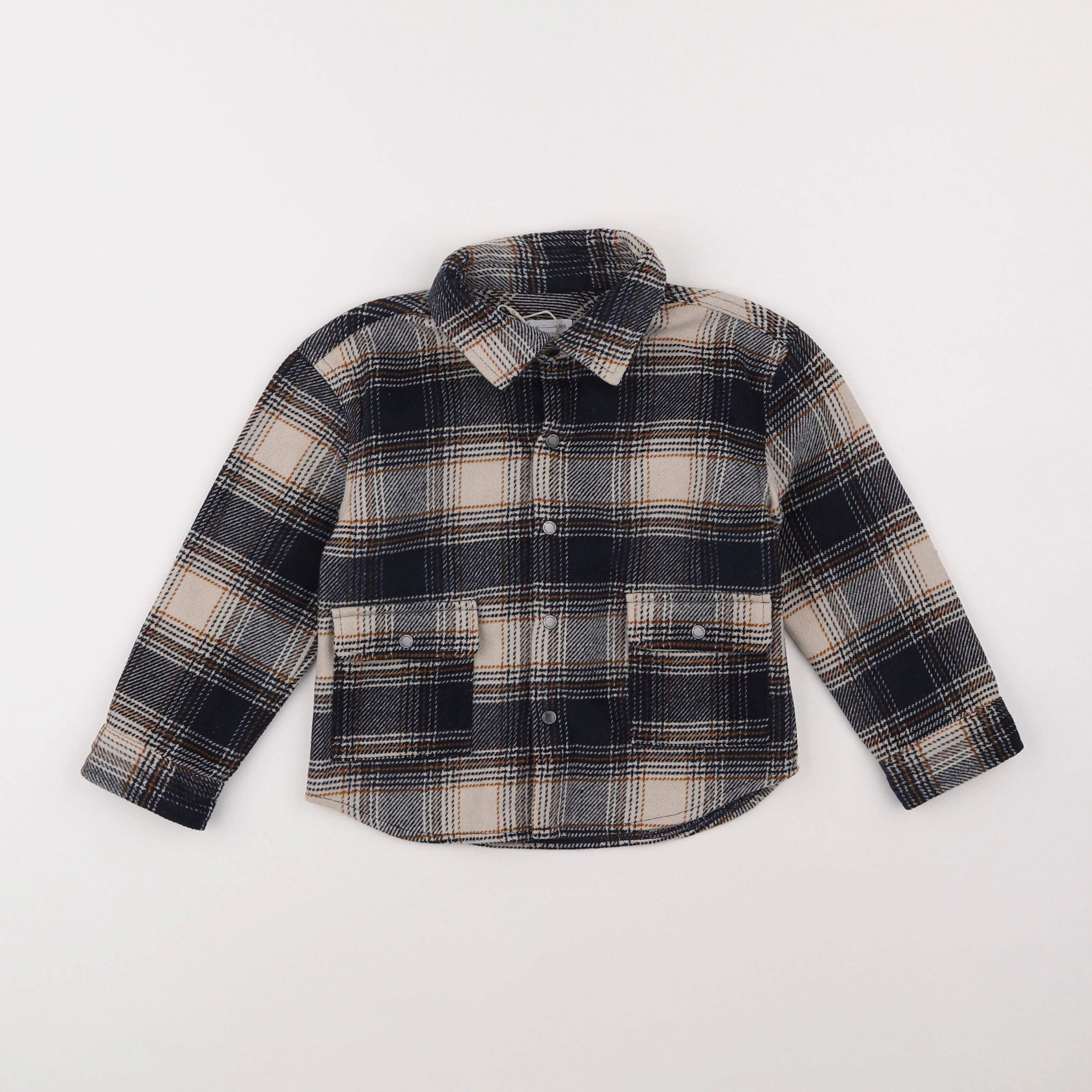 Vertbaudet - chemise beige, bleu - 3 ans