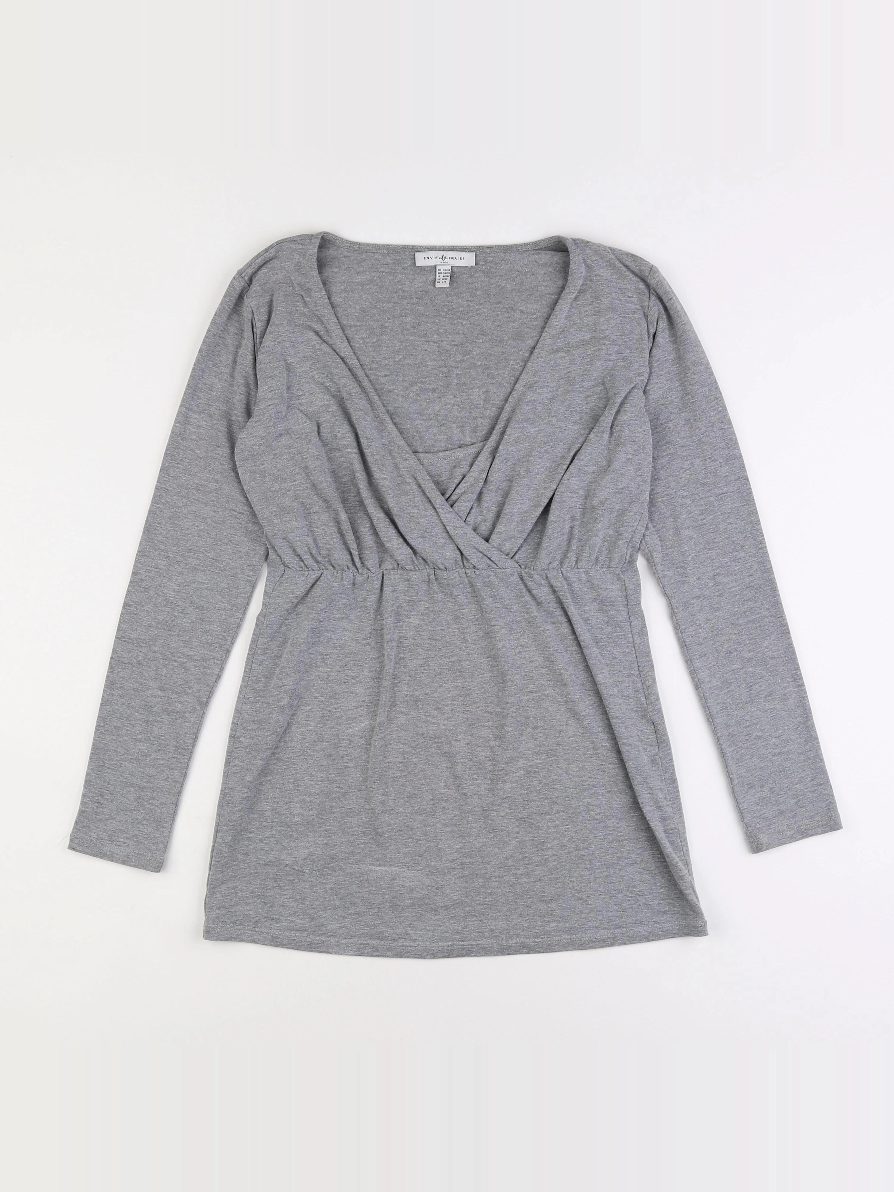 Envie de fraise - tee-shirt allaitement, grossesse gris - 36 à 38