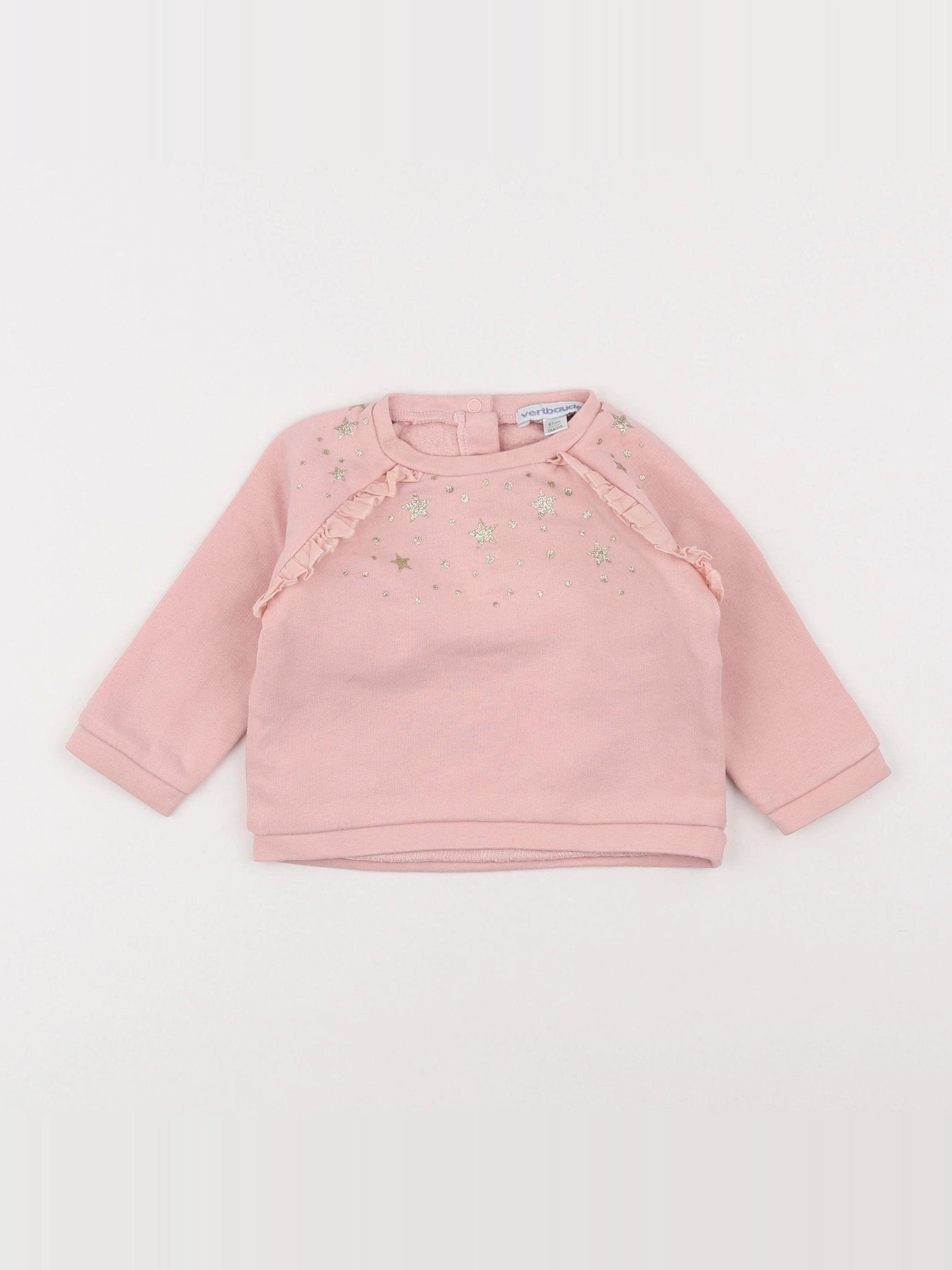 Vertbaudet - sweat rose - 6 mois