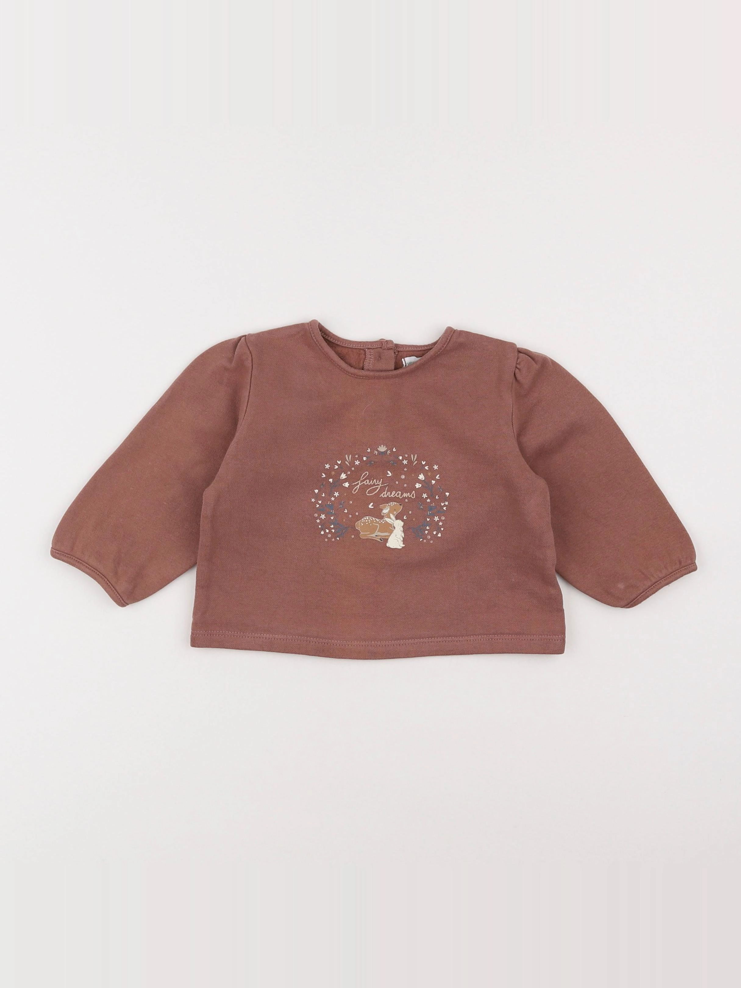 Vertbaudet - sweat marron - 6 mois