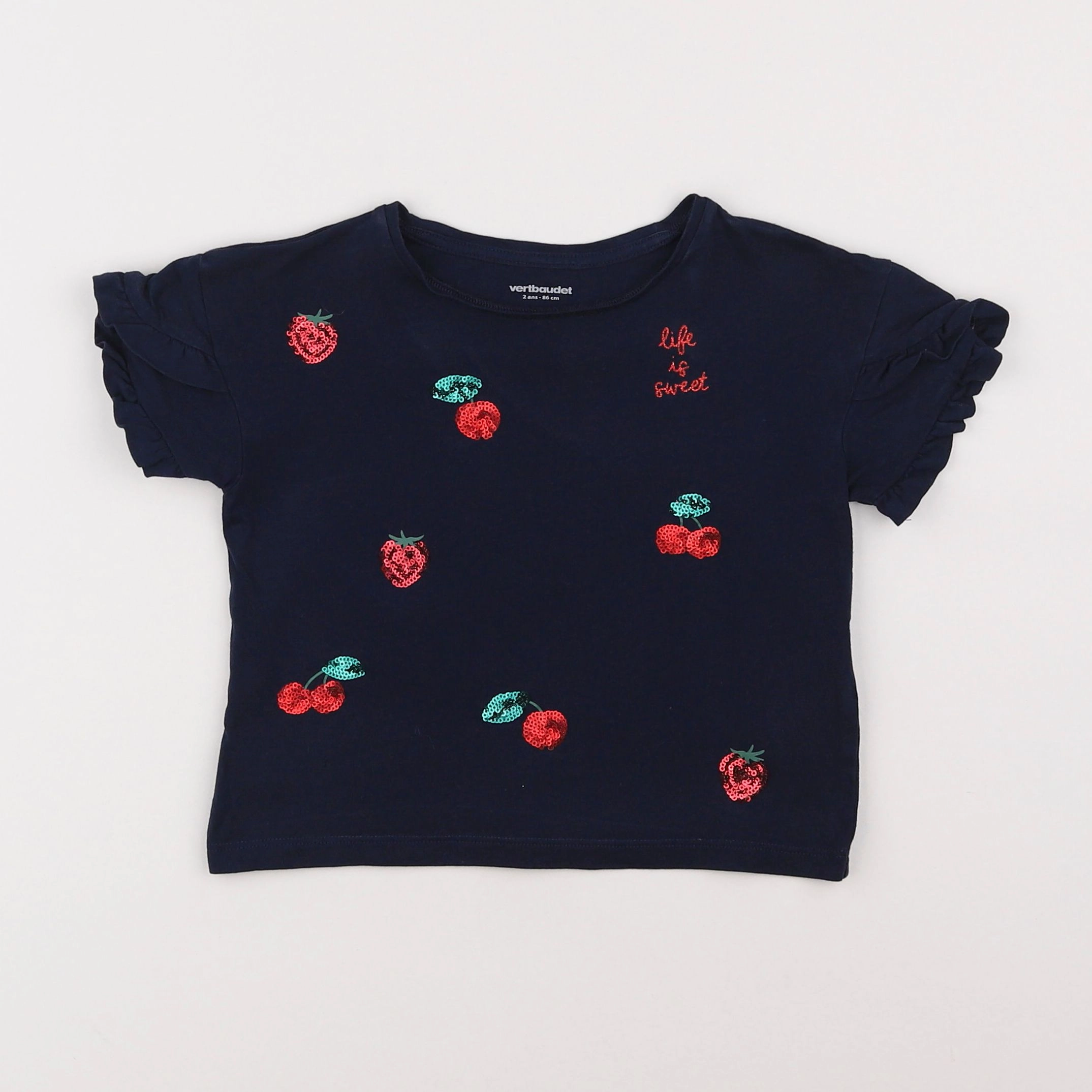 Vertbaudet - tee-shirt bleu - 2 ans