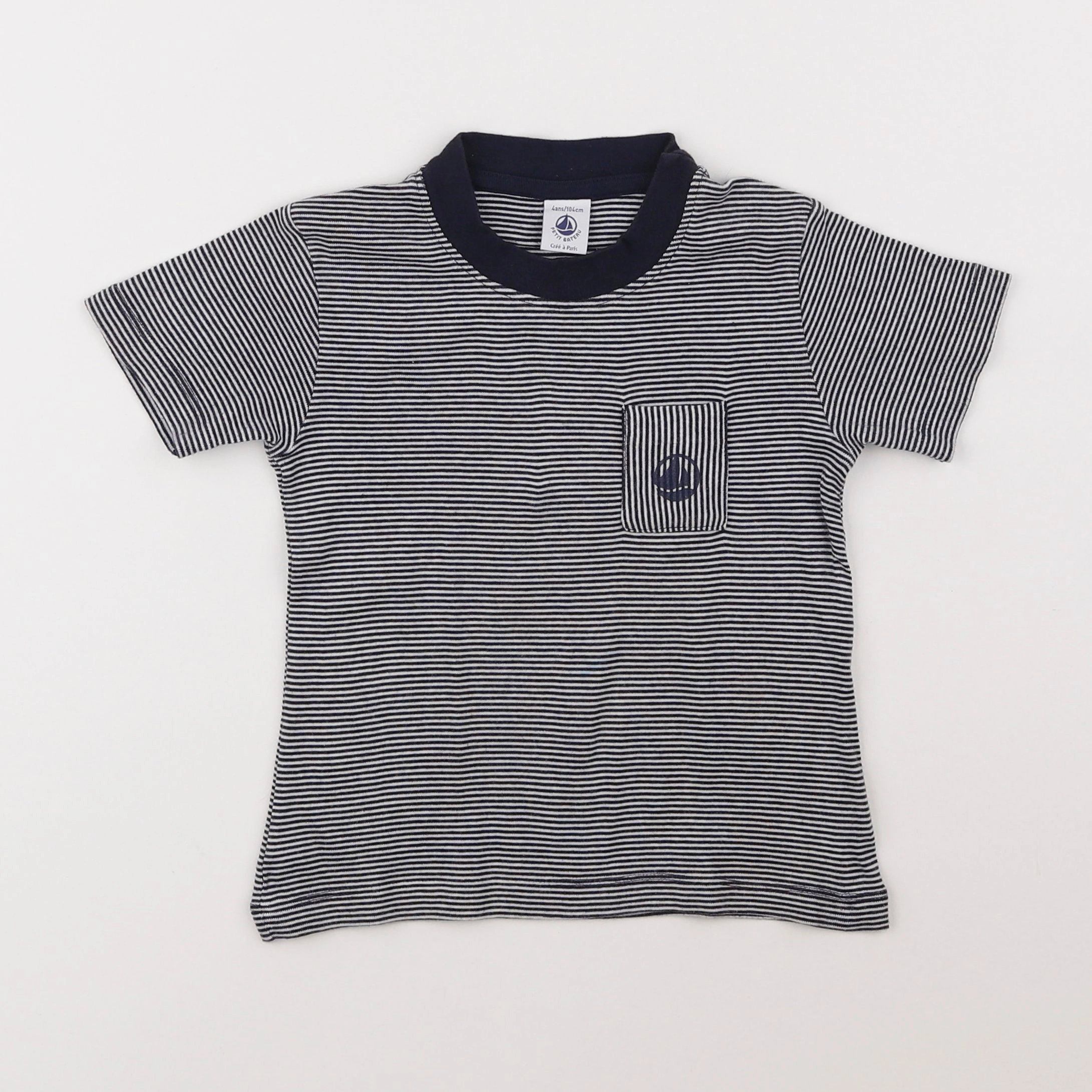 Petit Bateau - tee-shirt bleu, blanc - 4 ans