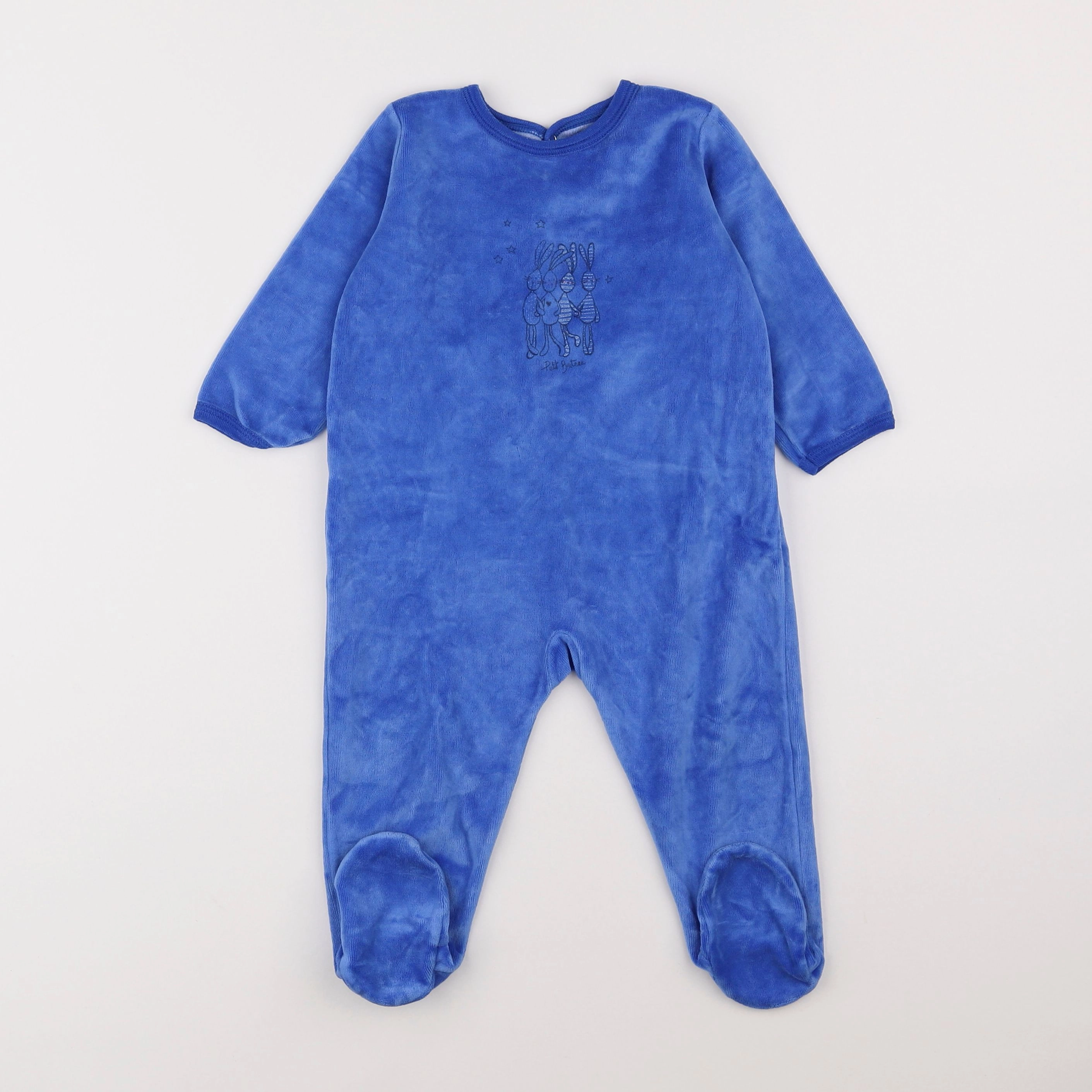 Petit Bateau - pyjama velours bleu - 18 mois