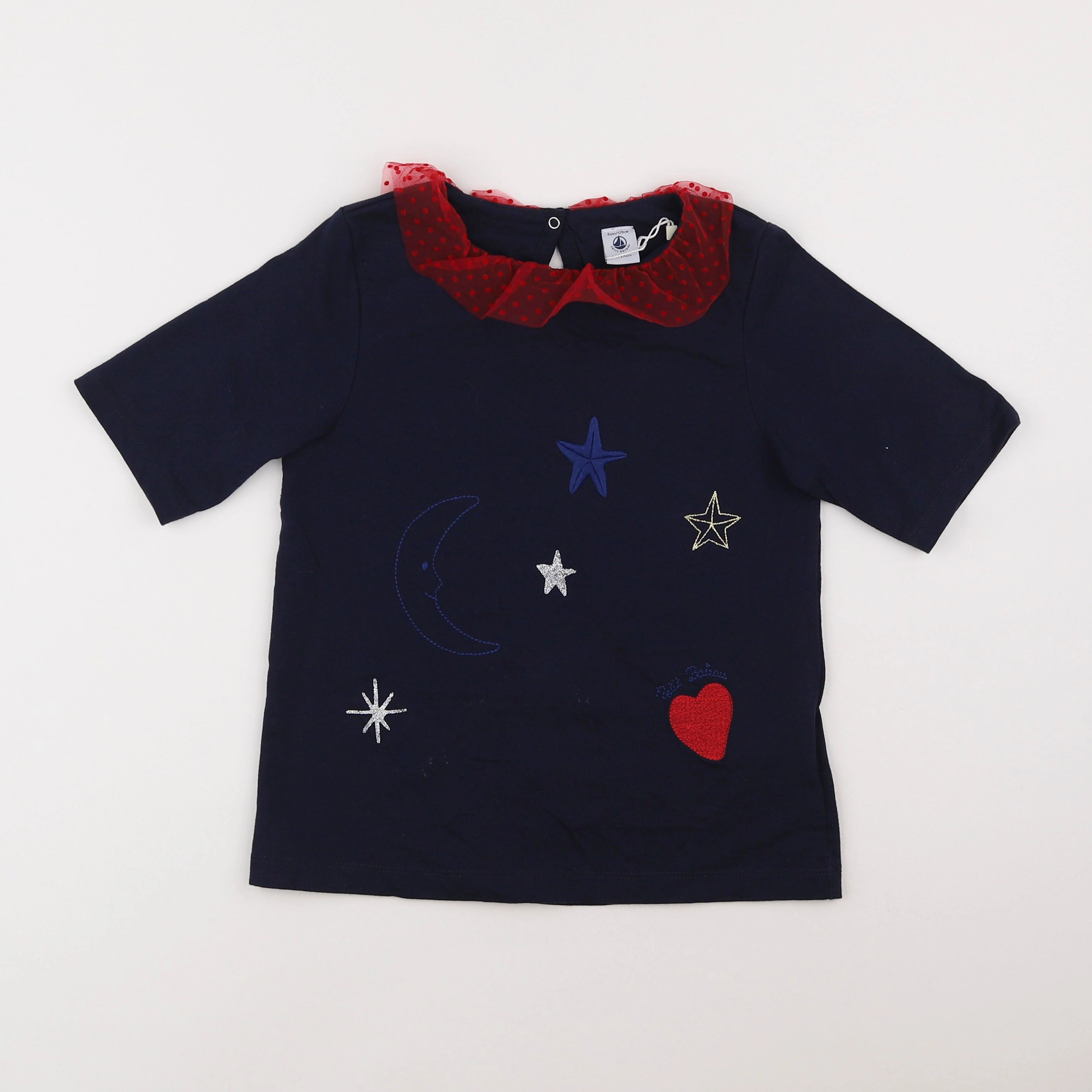 Petit Bateau - tee-shirt bleu - 8 ans