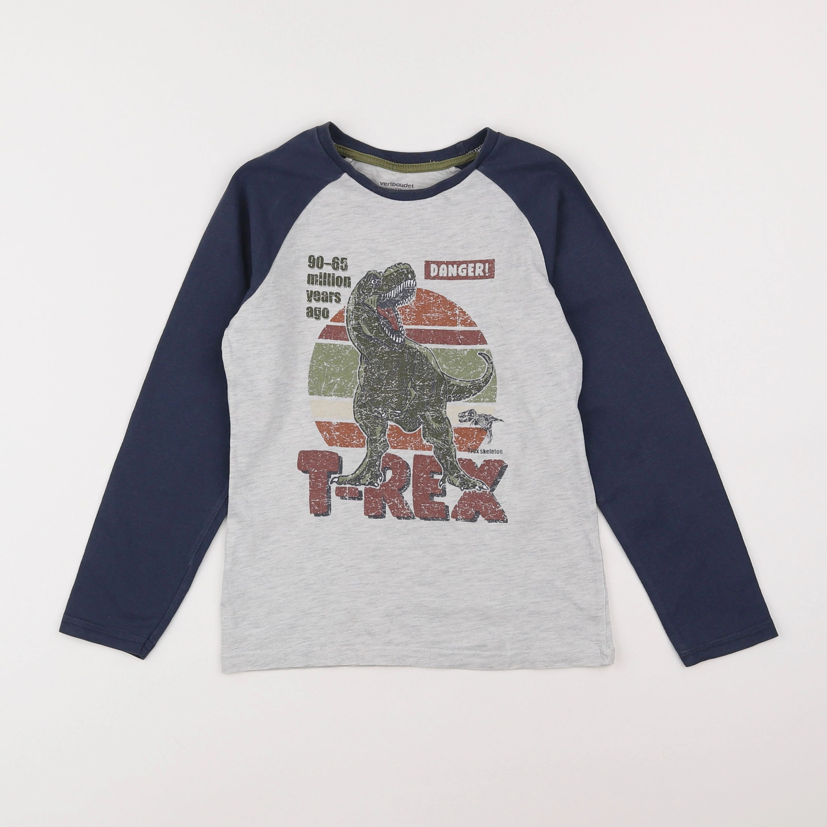 Vertbaudet - tee-shirt bleu, gris - 8 ans