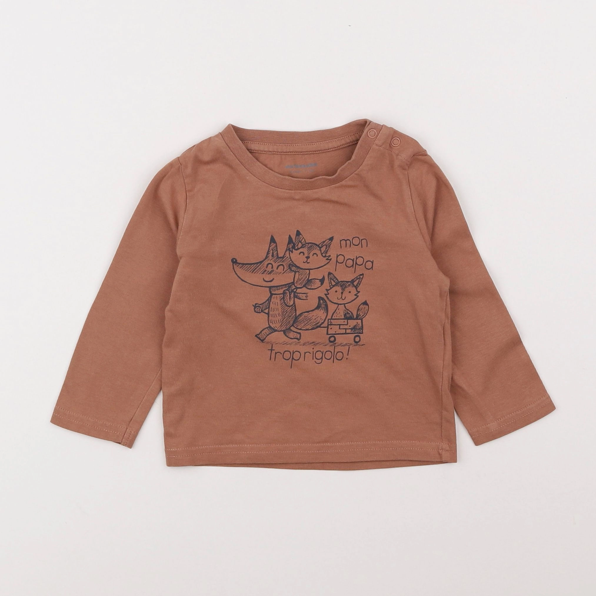 Vertbaudet - tee-shirt marron - 9 mois